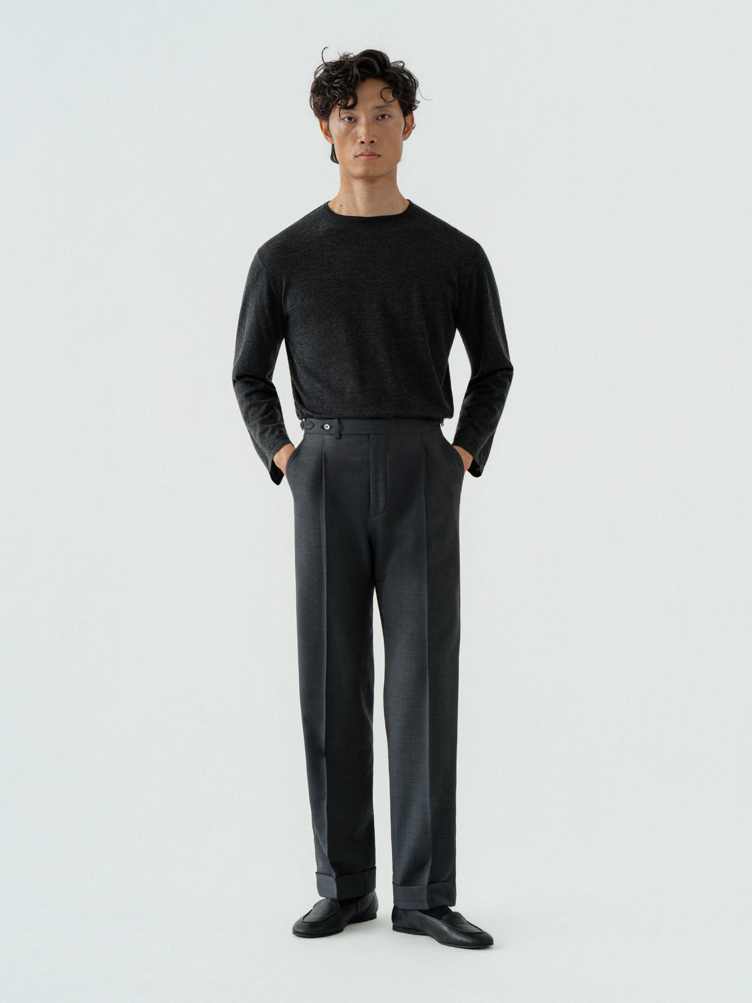 Dark Grey Wool Trousers (Straight Fit)