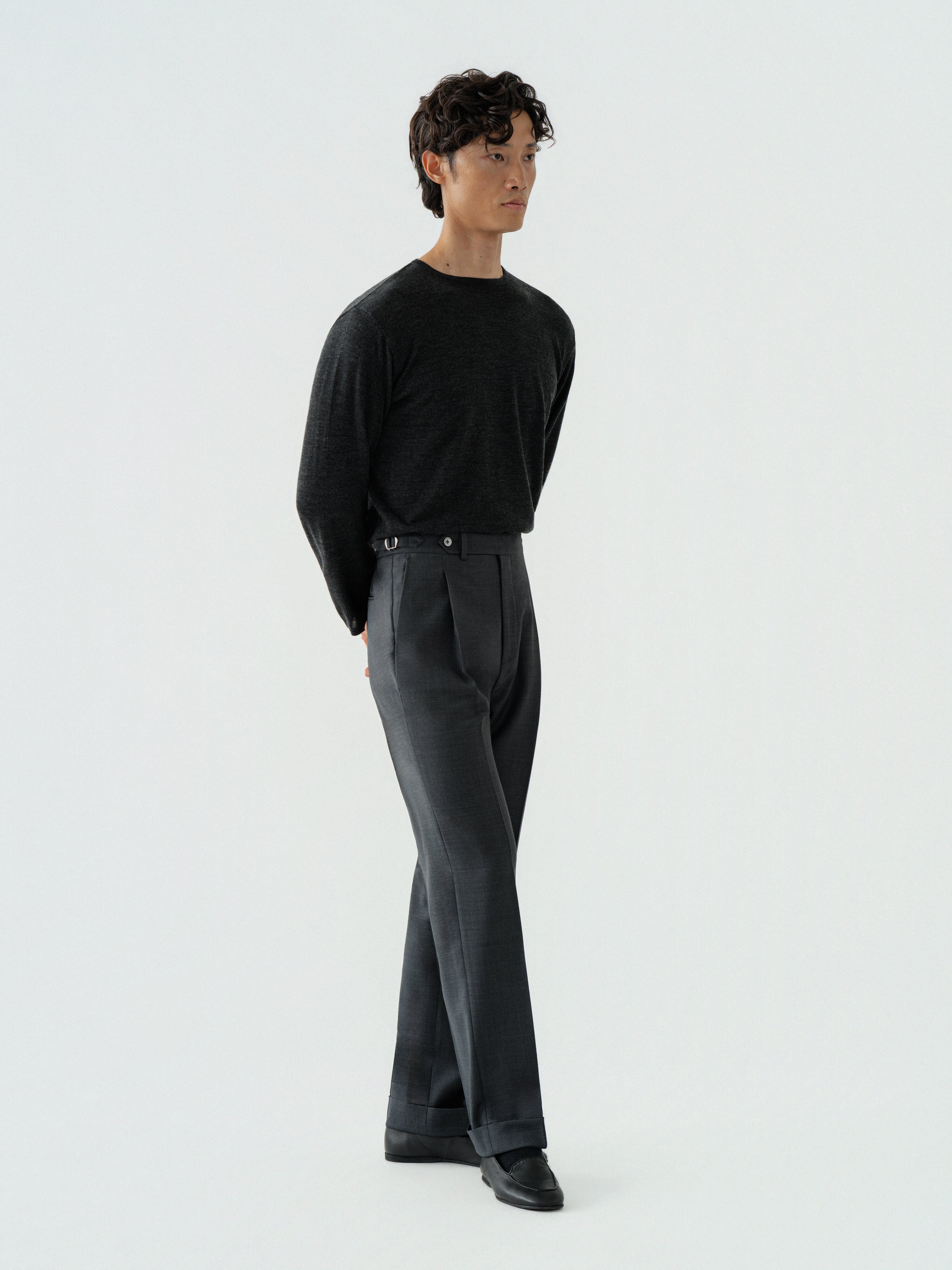 Dark Grey Wool Trousers (Straight Fit)