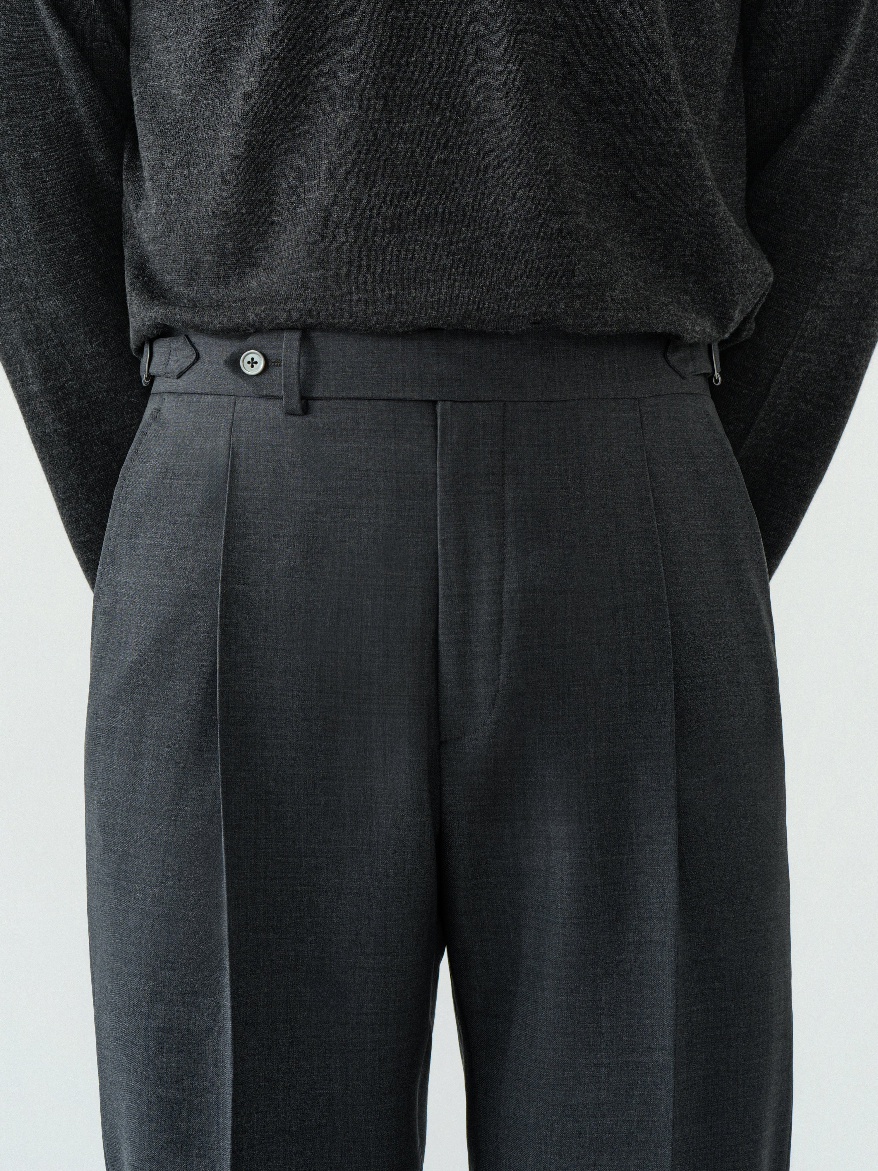 Dark Grey Wool Trousers (Straight Fit)