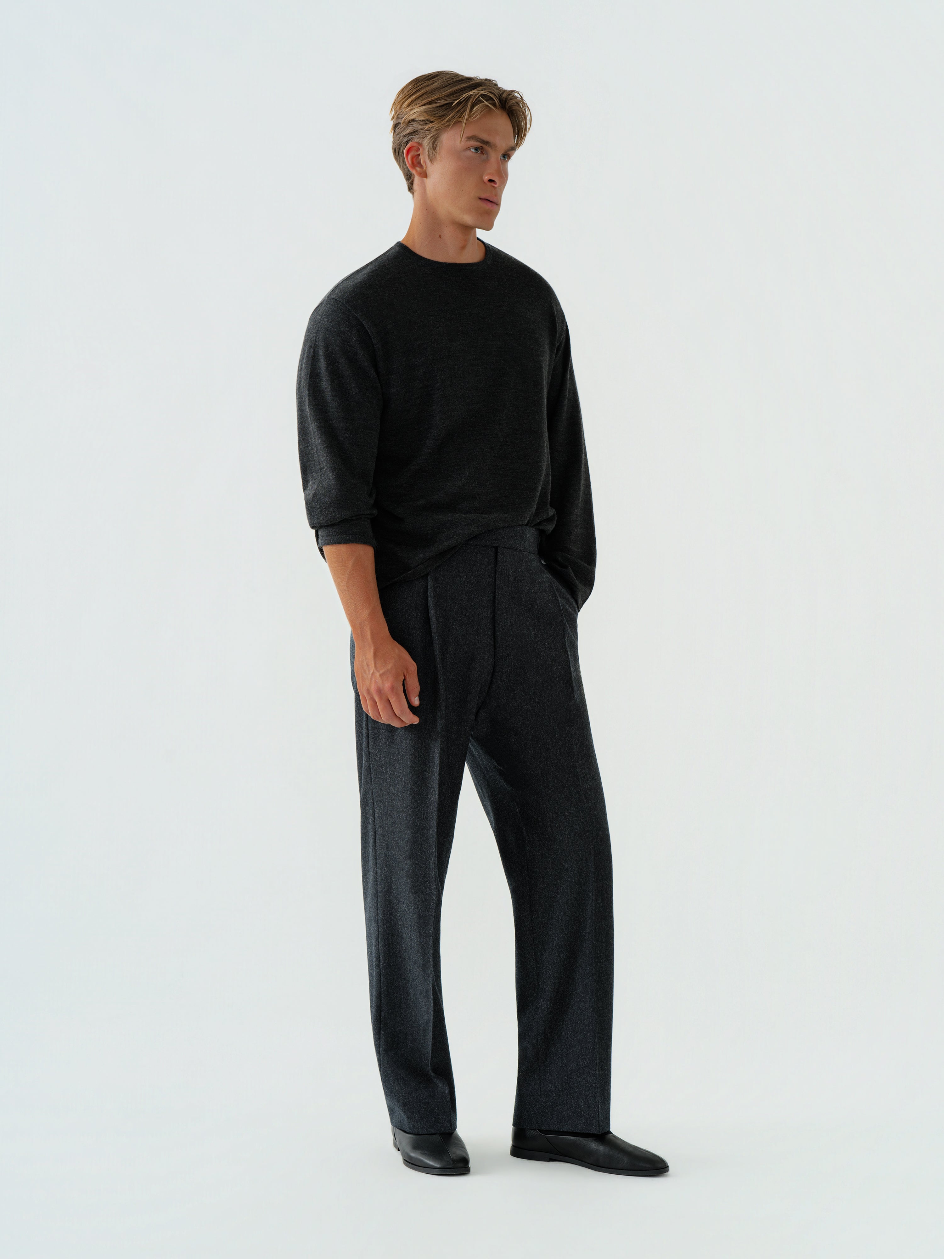 Charcoal Wool 1-Ply Thermal