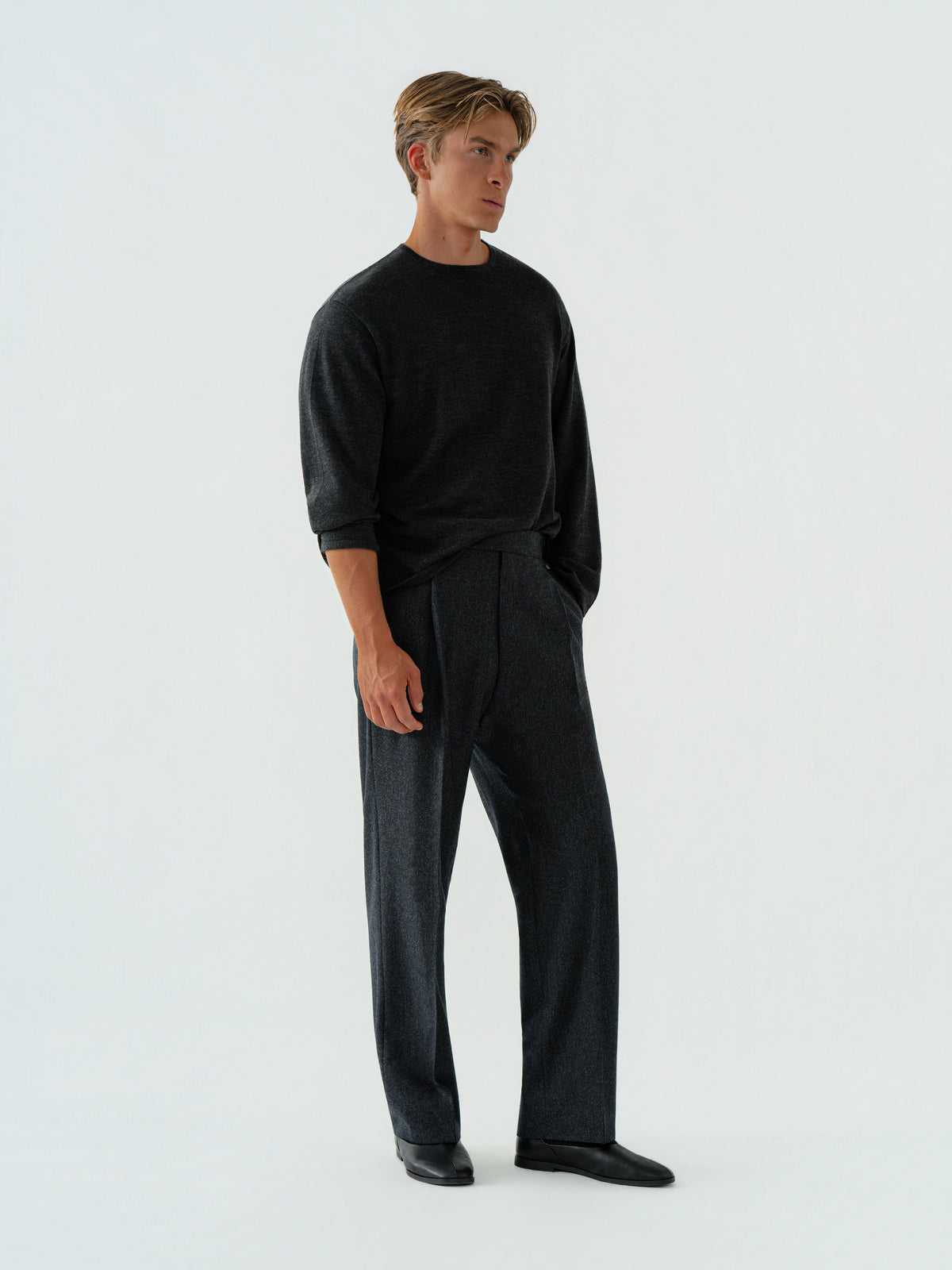 Charcoal Wool 1-Ply Thermal