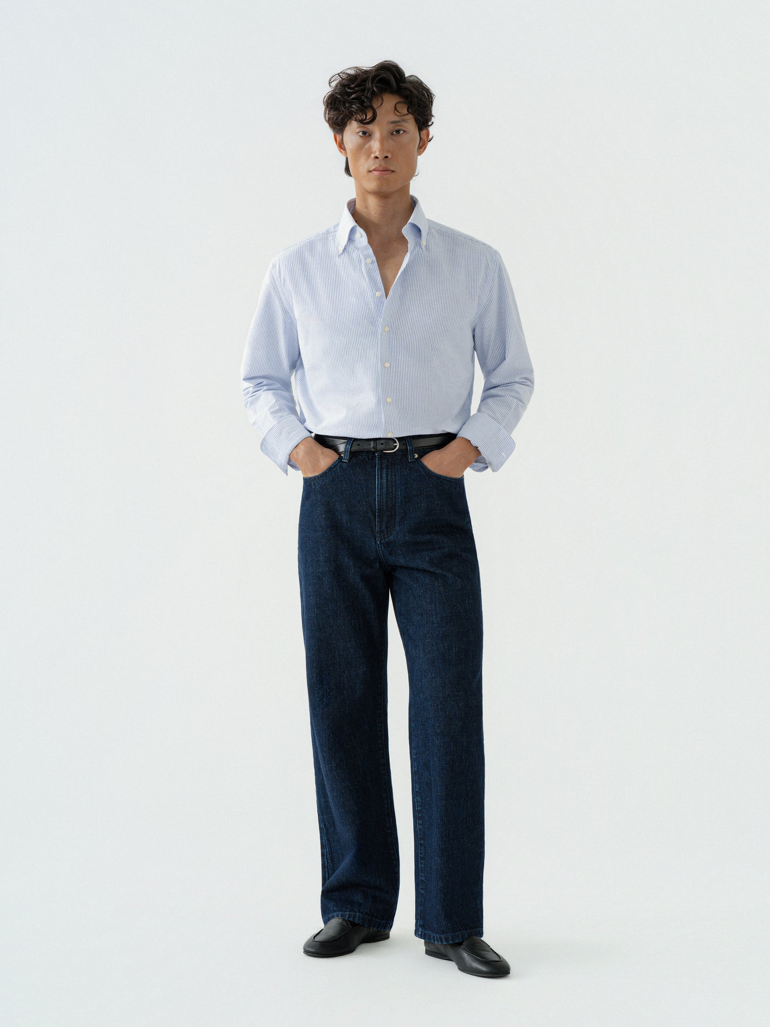 Light Blue Striped Oxford Button-Down Shirt