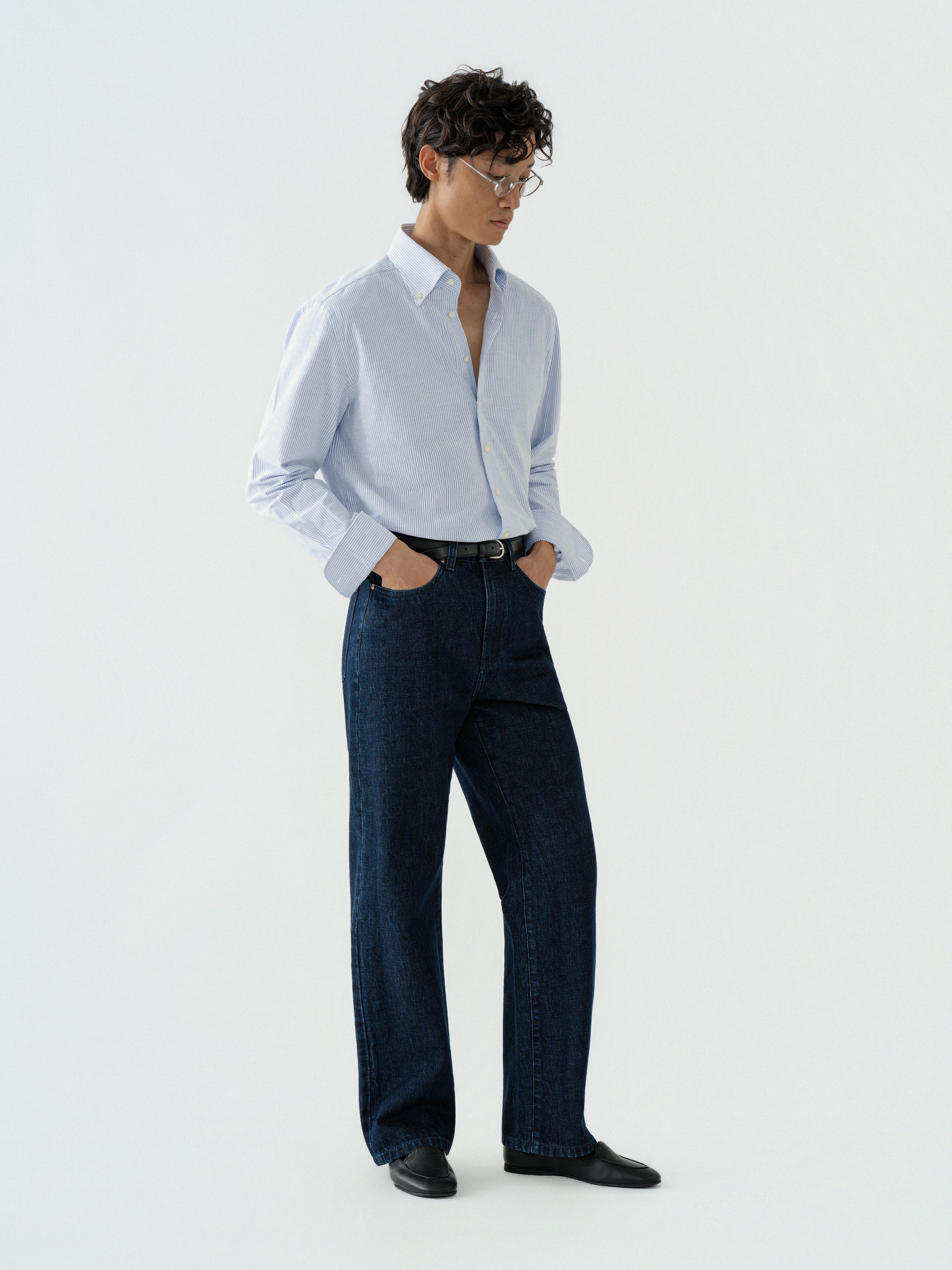 Light Blue Striped Oxford Button-Down Shirt