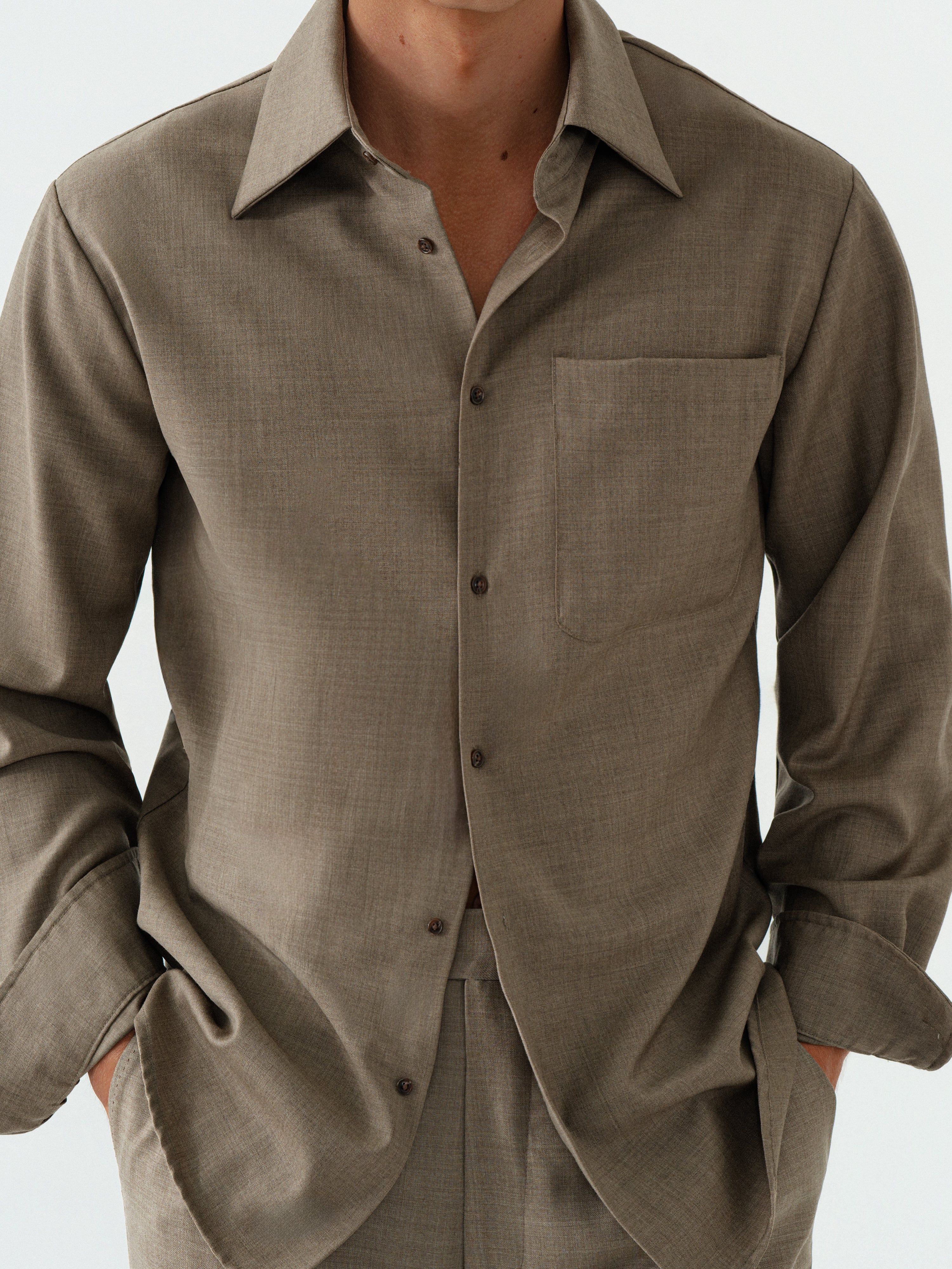Taupe Wool Shirt