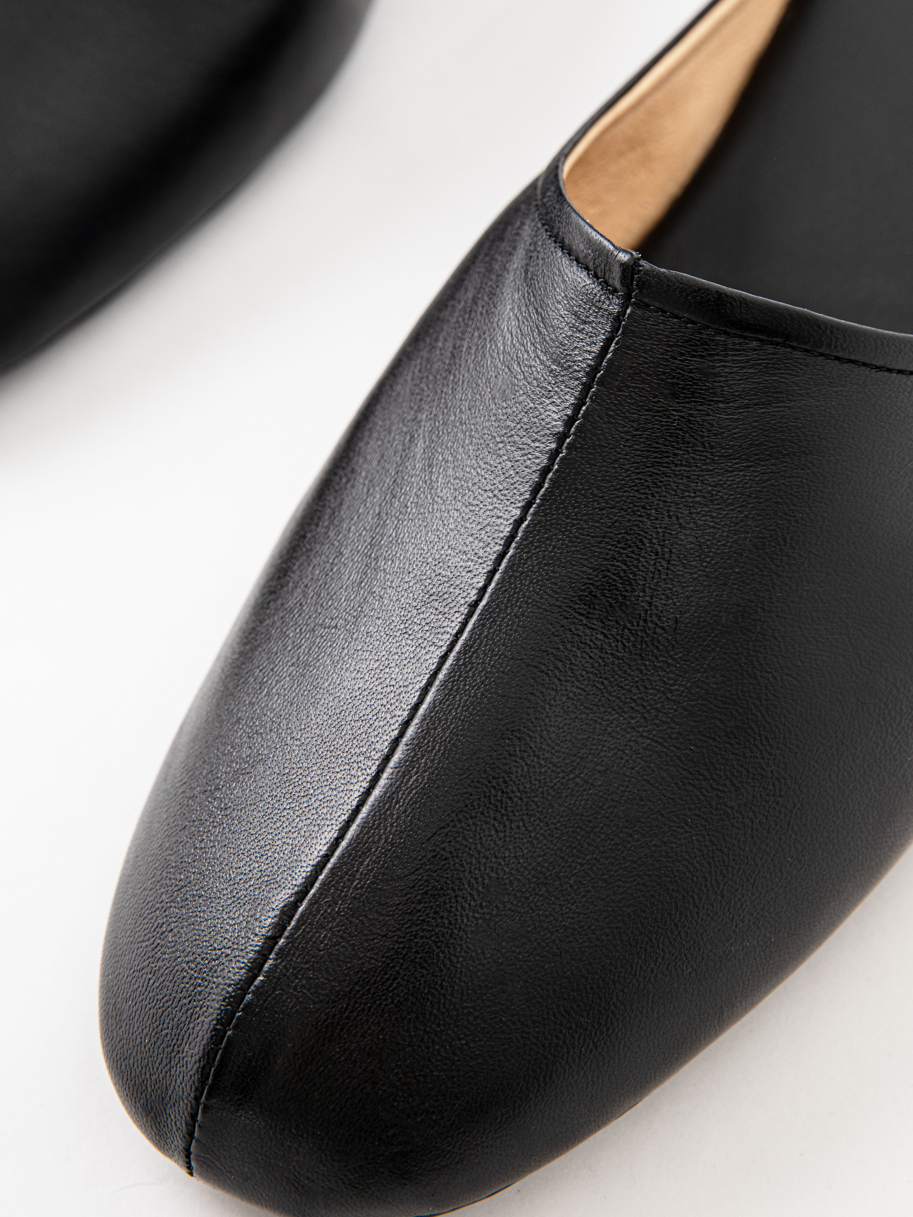 Black Leather Slides