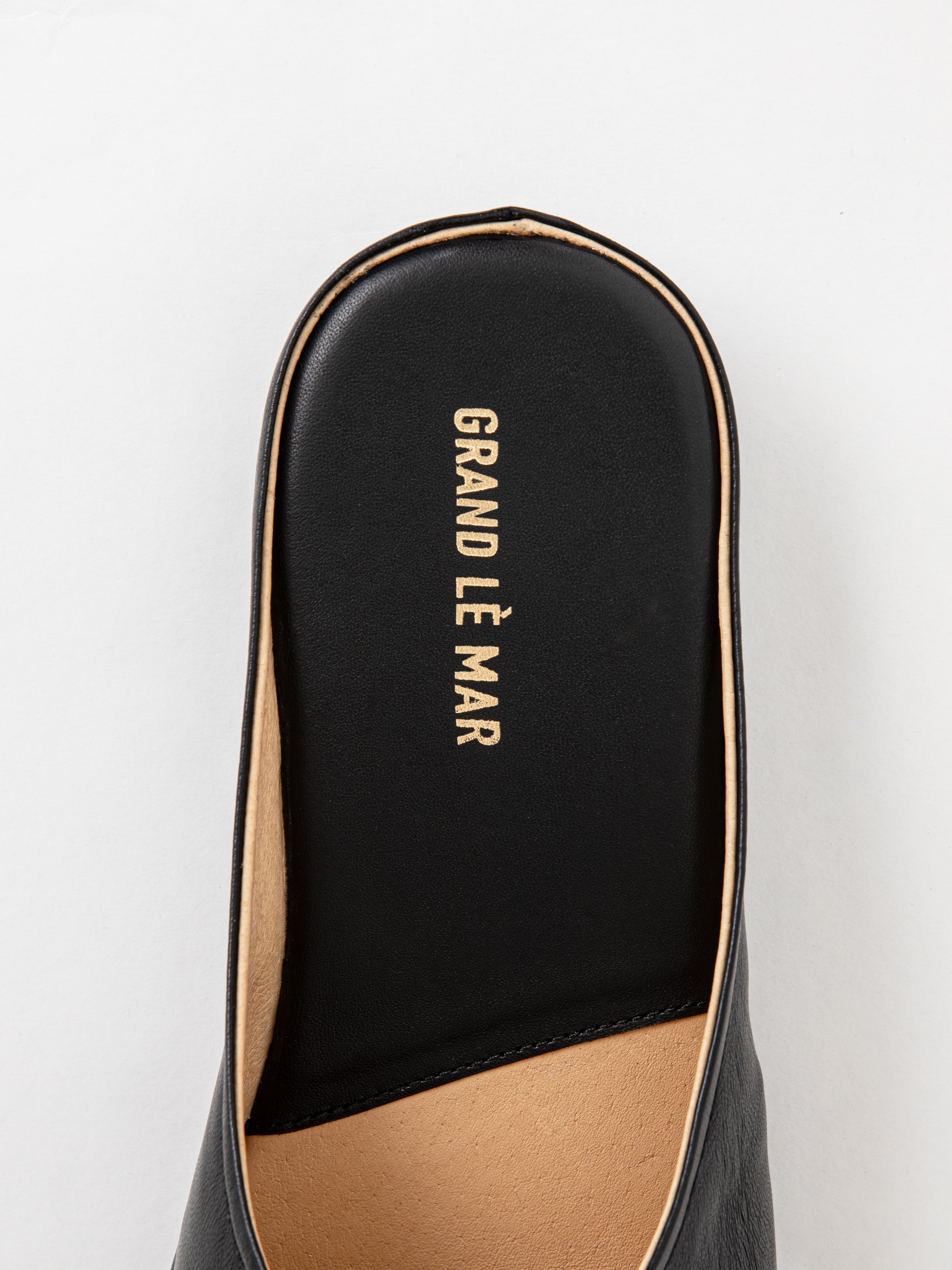 Black Leather Slides