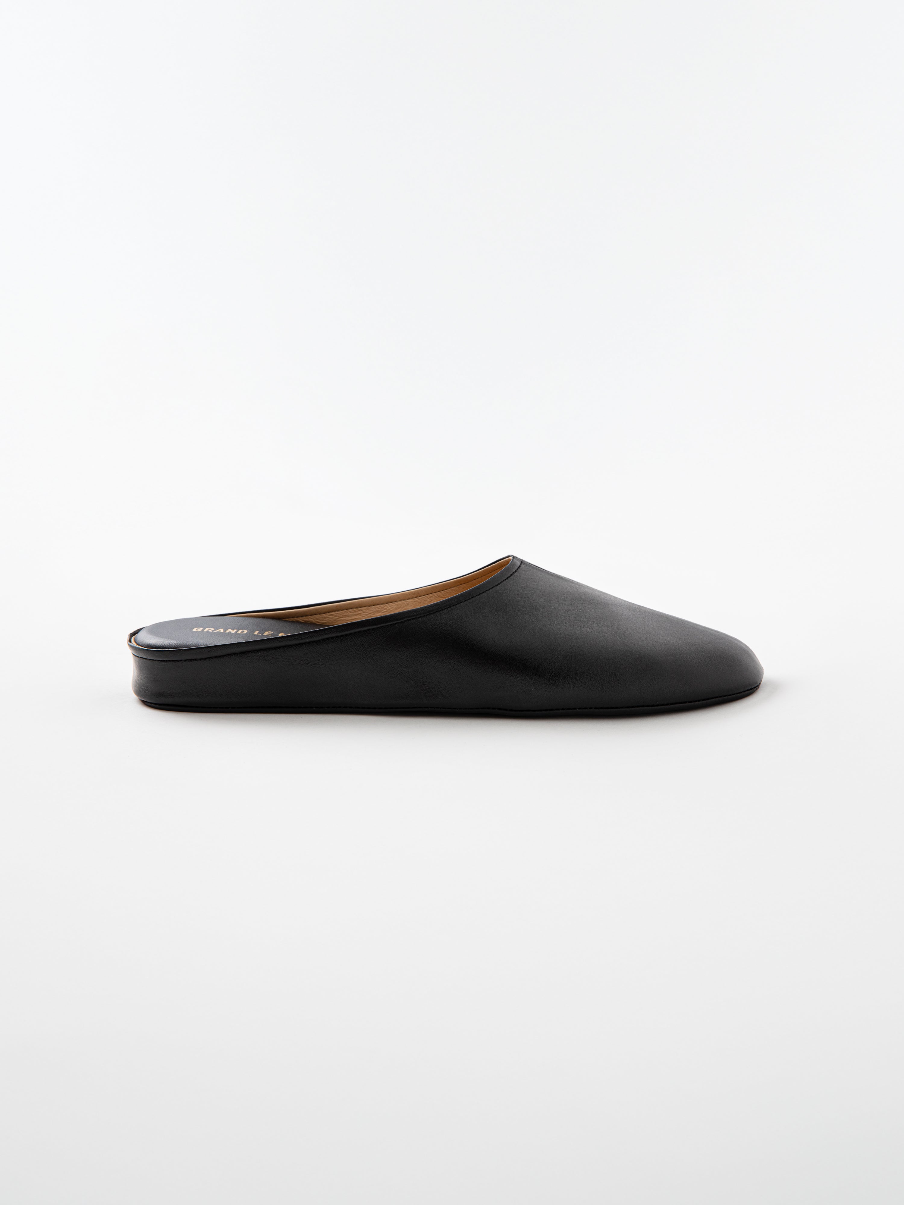 Black Leather Slides