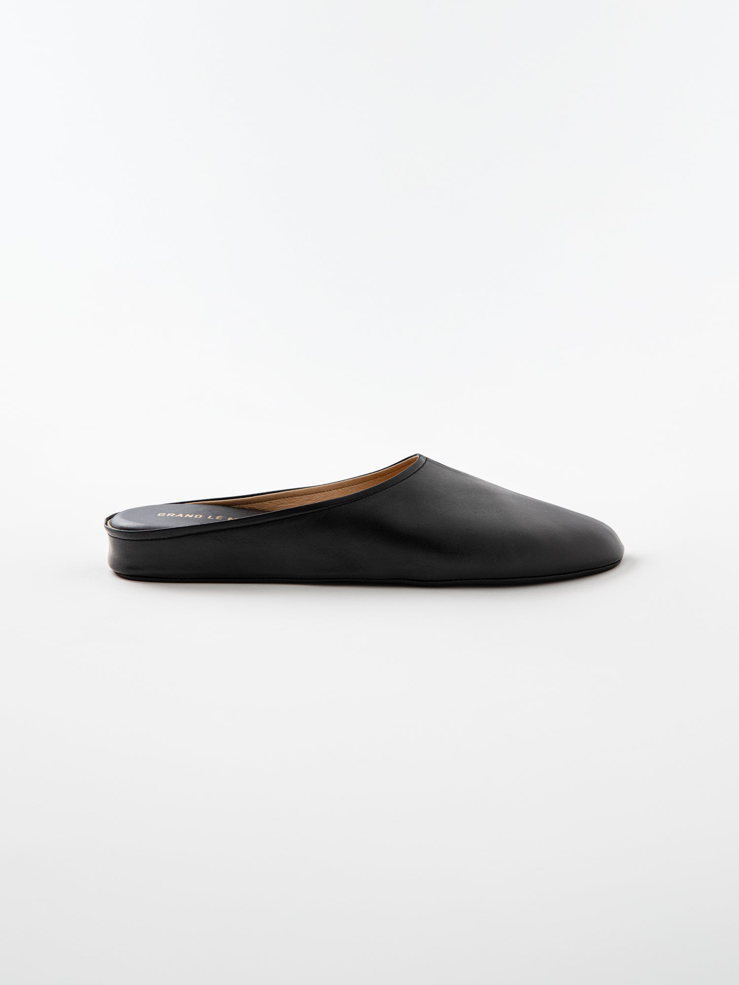 Black Leather Slides
