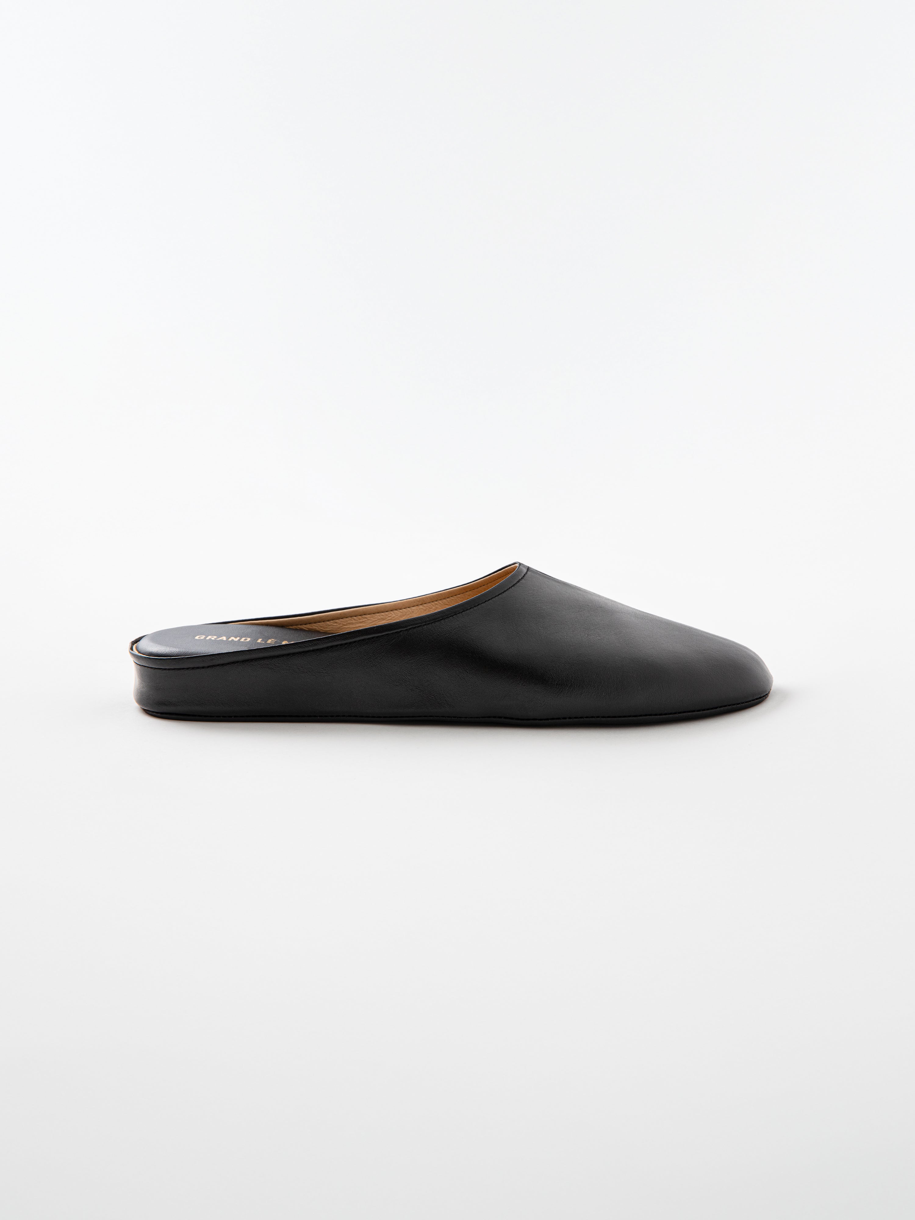 Black Leather Slides