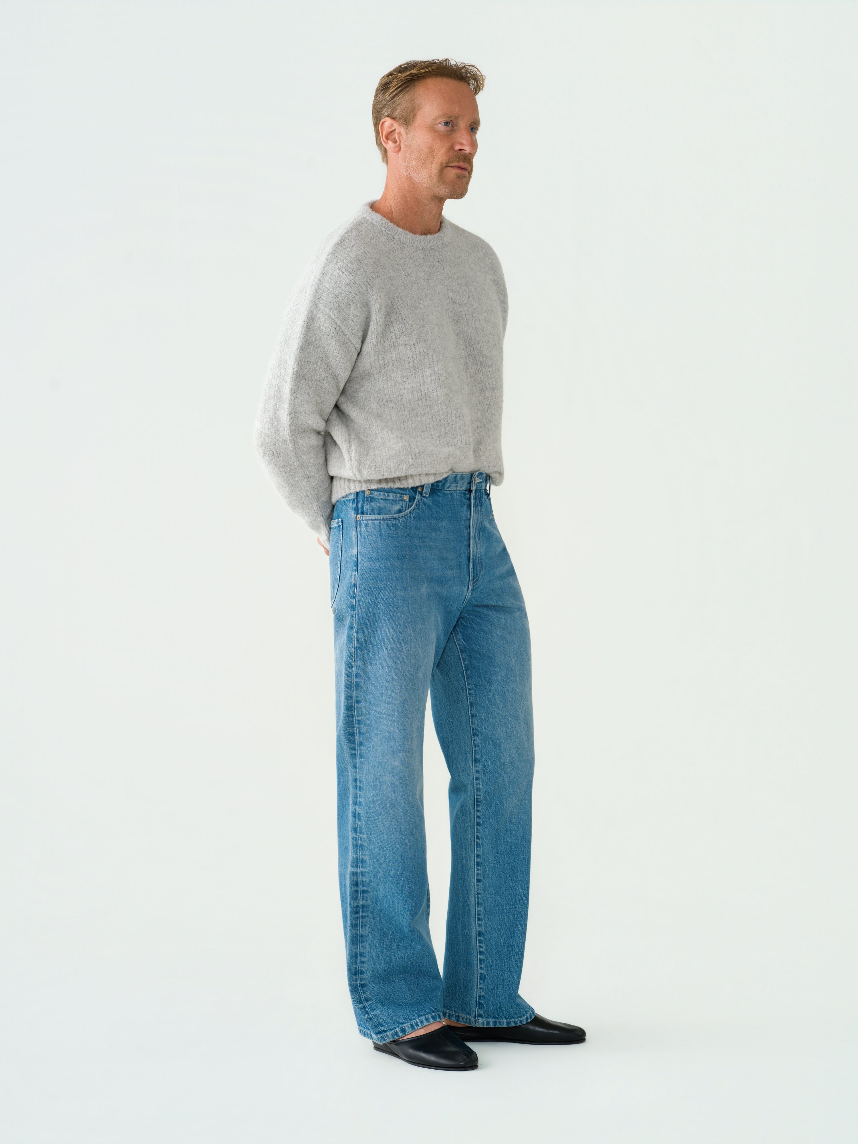 Mid Blue Washed Denim Jeans
