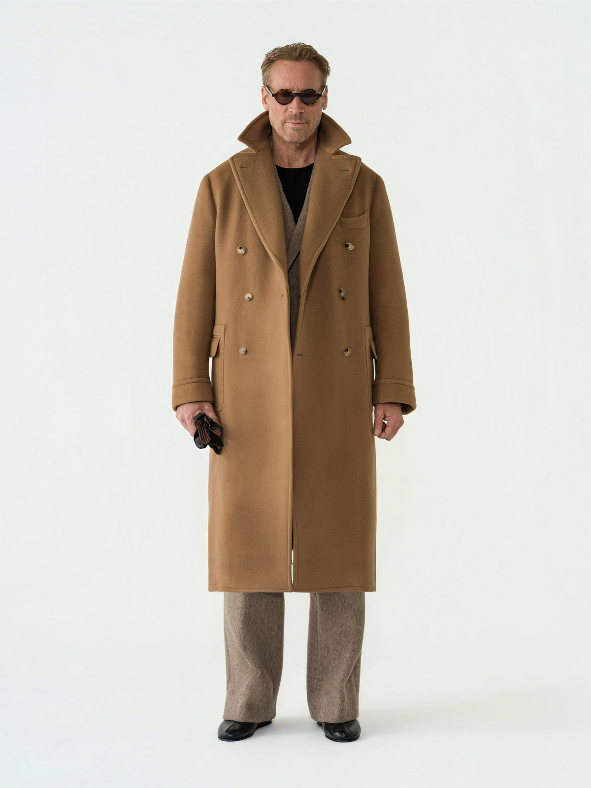 Camel Wool Cashmere Polo Coat