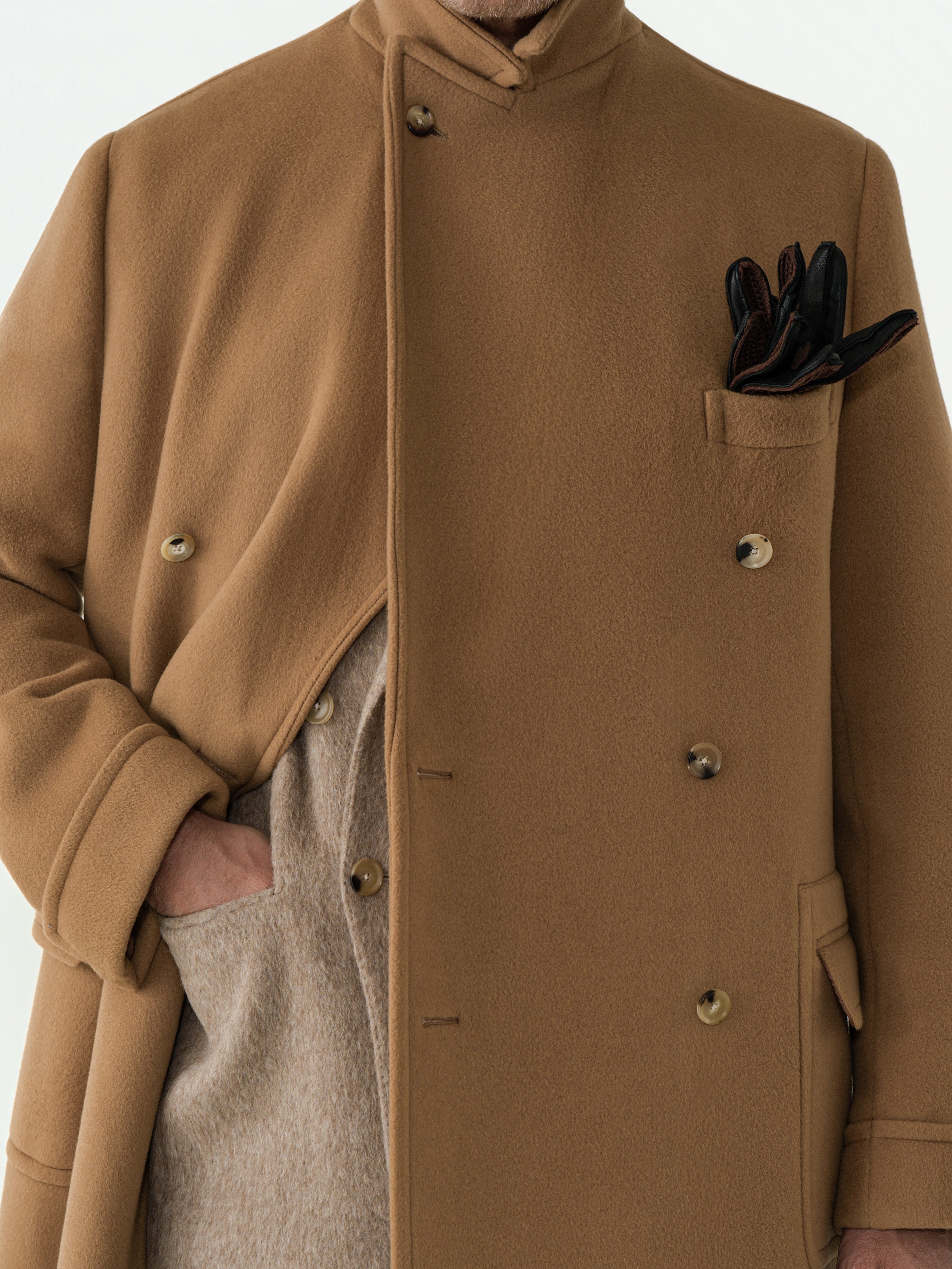 Camel Wool Cashmere Polo Coat
