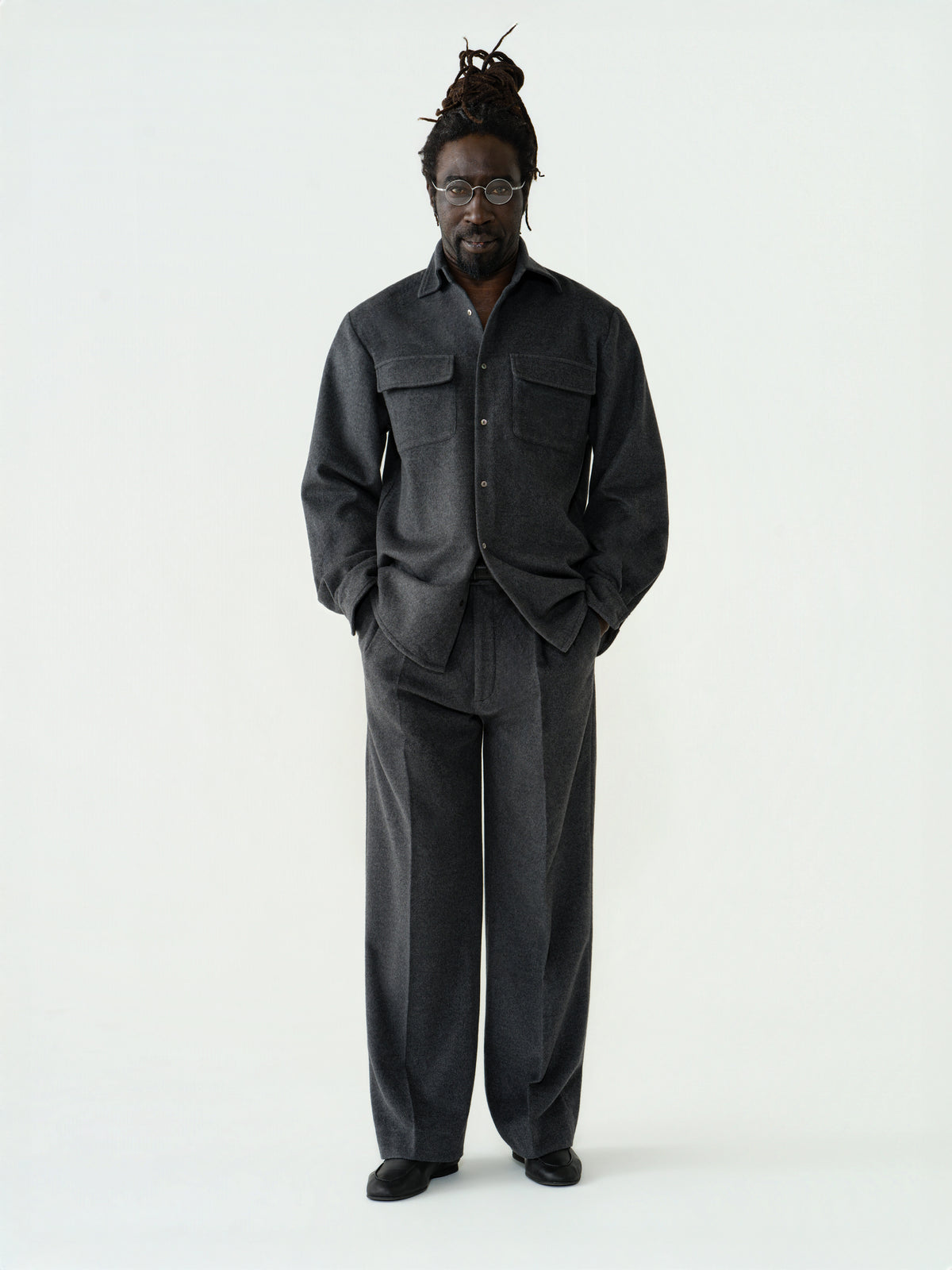 Heather Grey Wool Cashmere Silk Shirt
