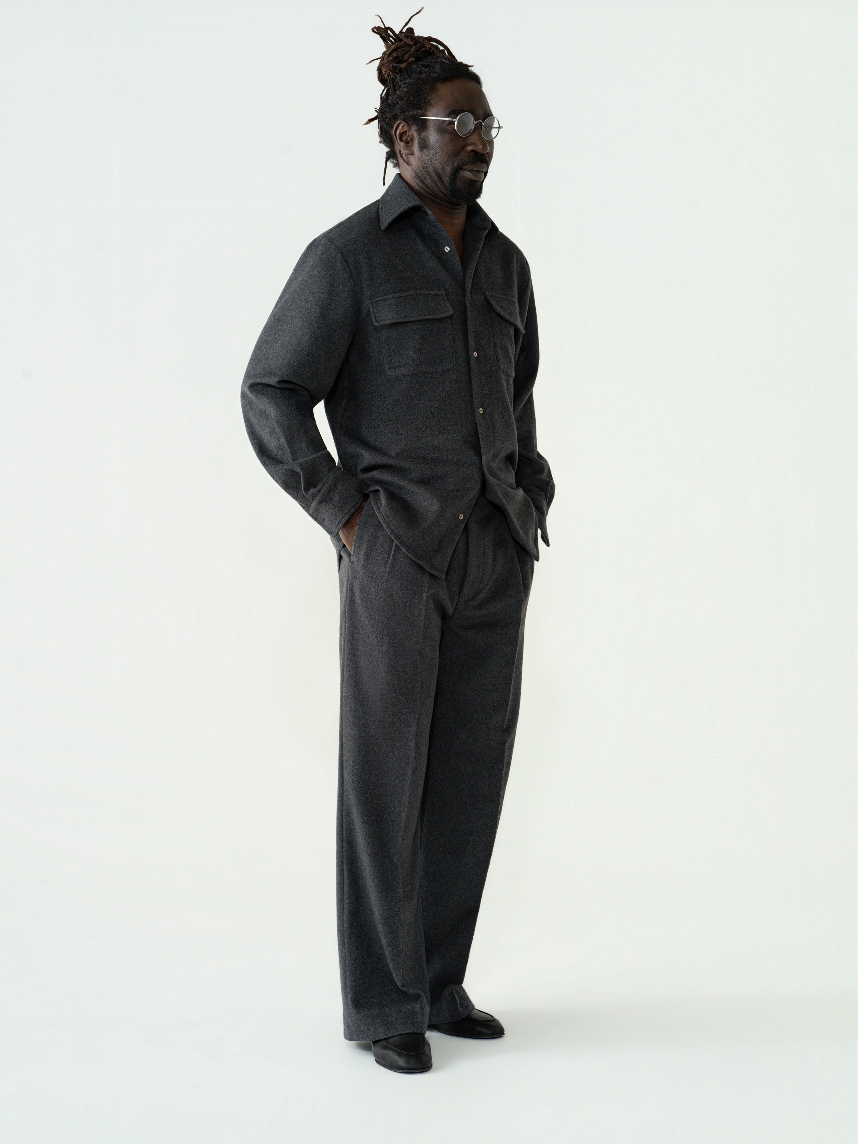 Heather Grey Wool Cashmere Silk Shirt