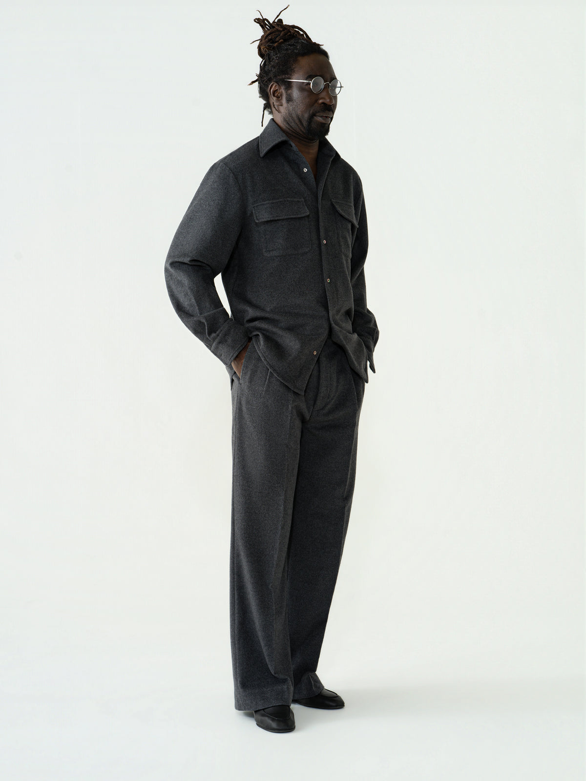 Heather Grey Wool Cashmere Silk Shirt