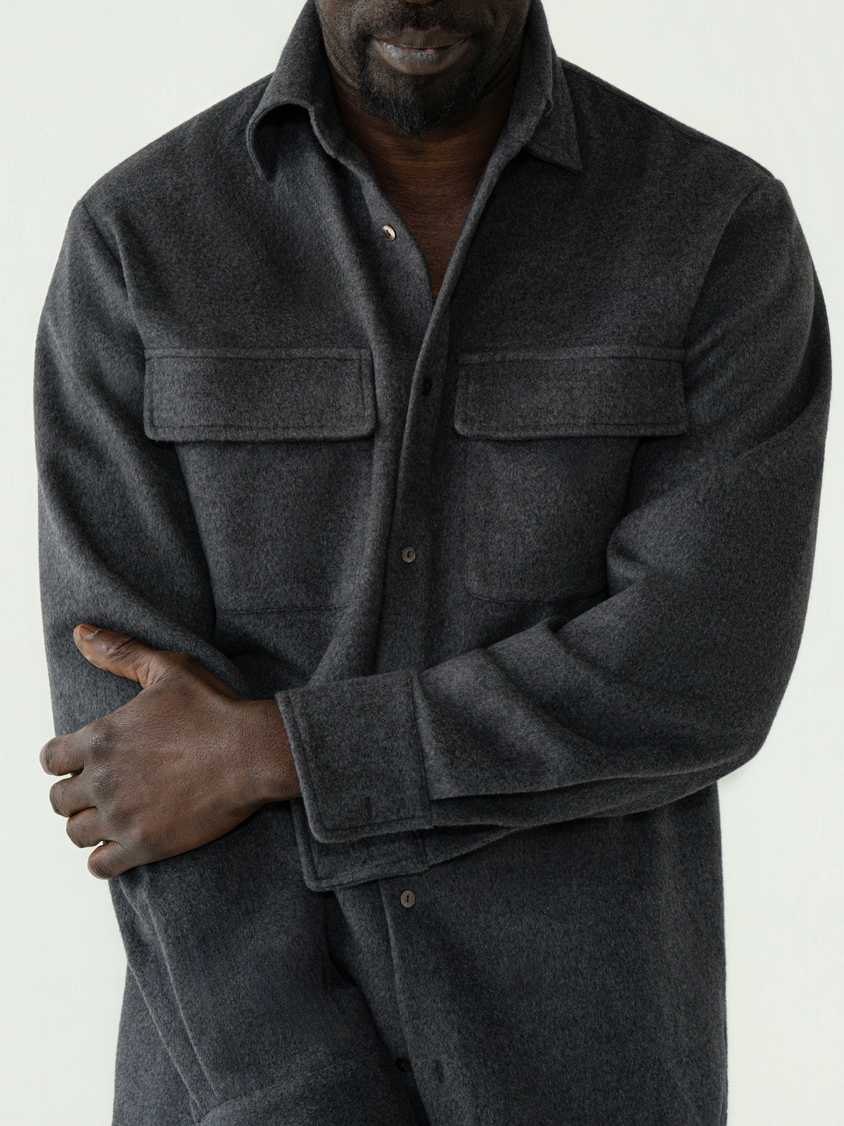 Heather Grey Wool Cashmere Silk Shirt
