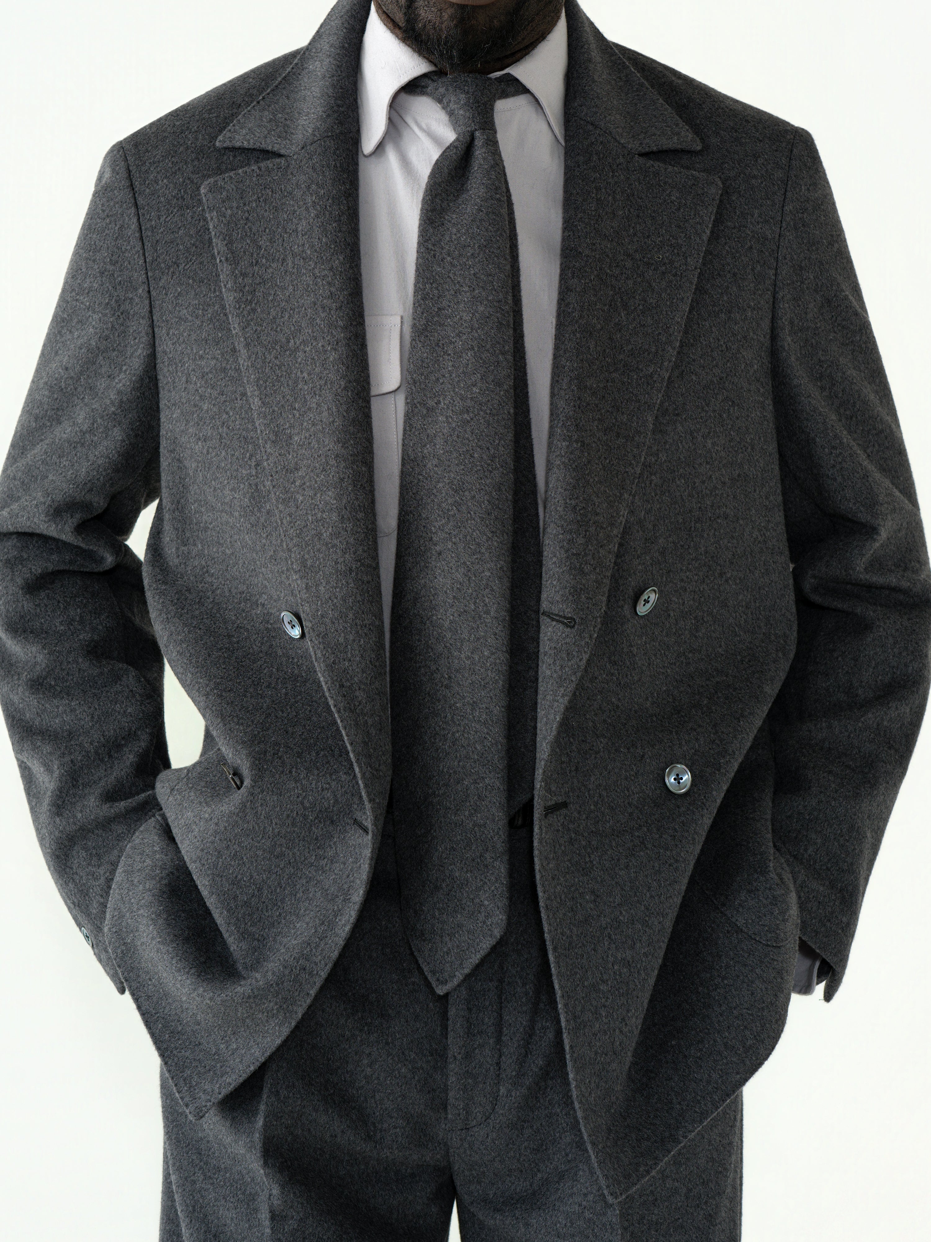 Heather Grey Wool Cashmere Silk Suit (Casual Fit)