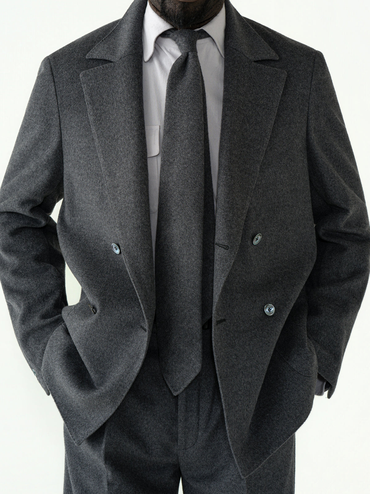 Heather Grey Wool Cashmere Silk Suit (Casual Fit)