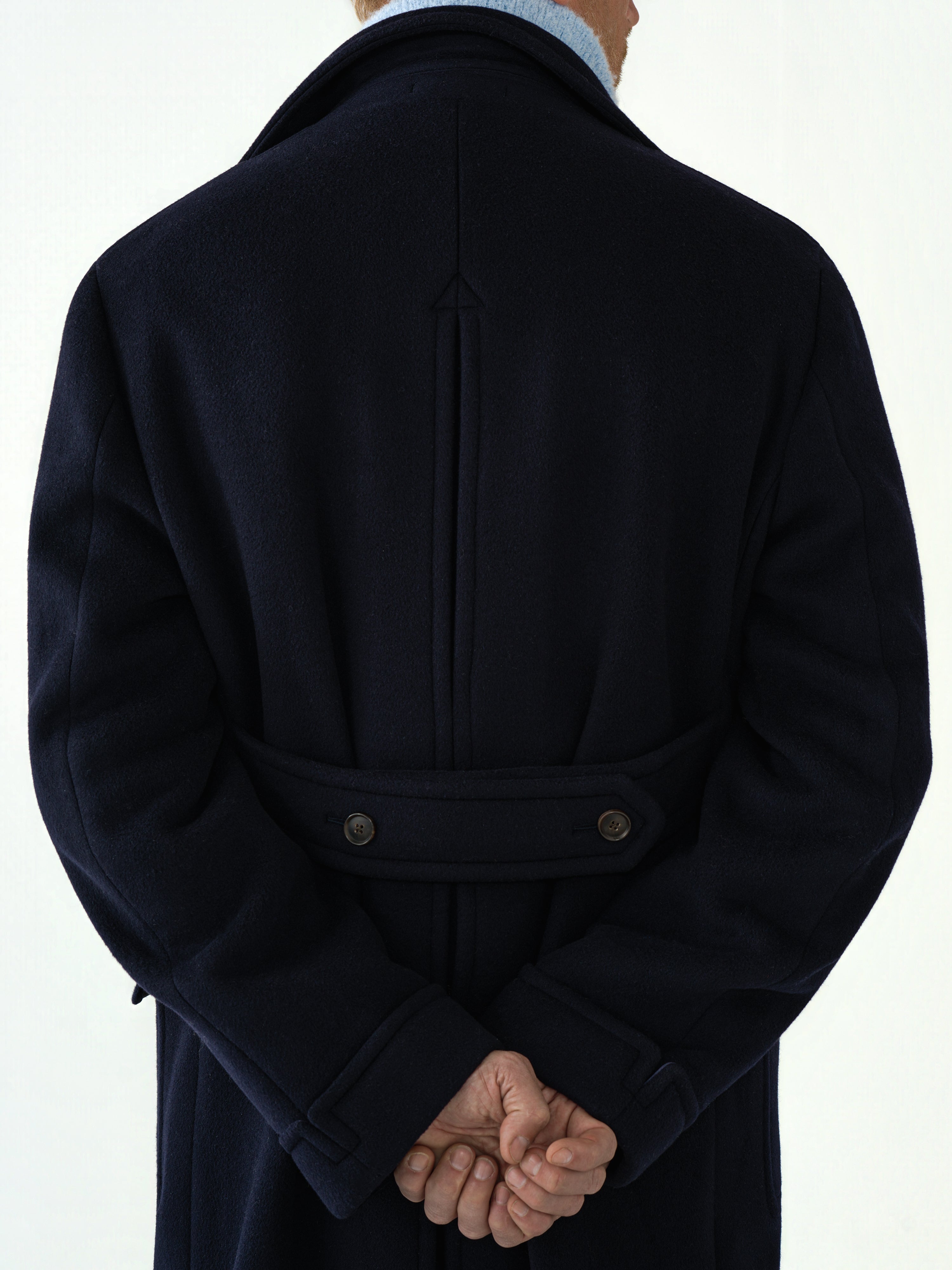 Navy Wool Cashmere Polo Coat