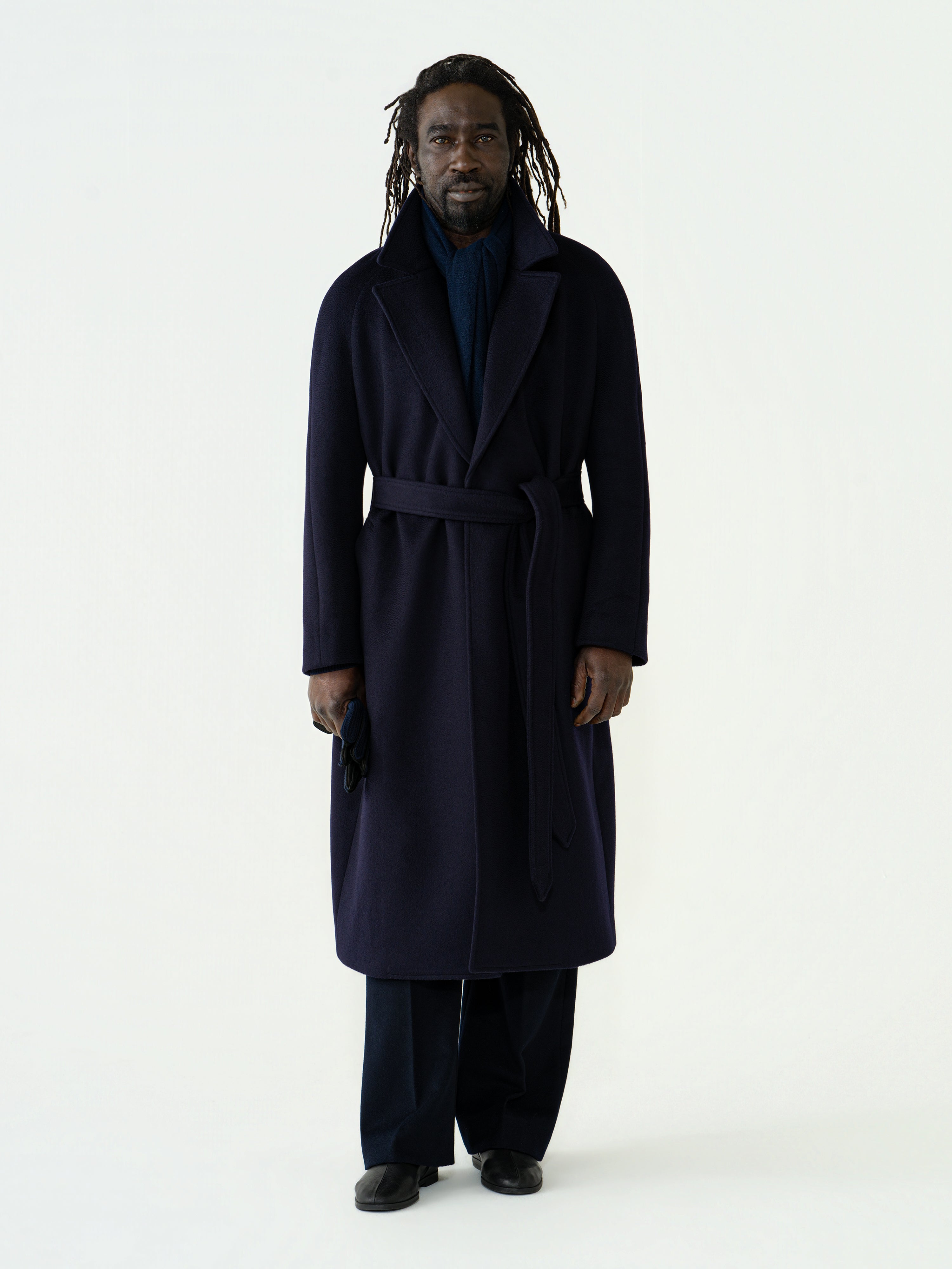 Midnight Blue Wool Cashmere Raglan Coat (DB)