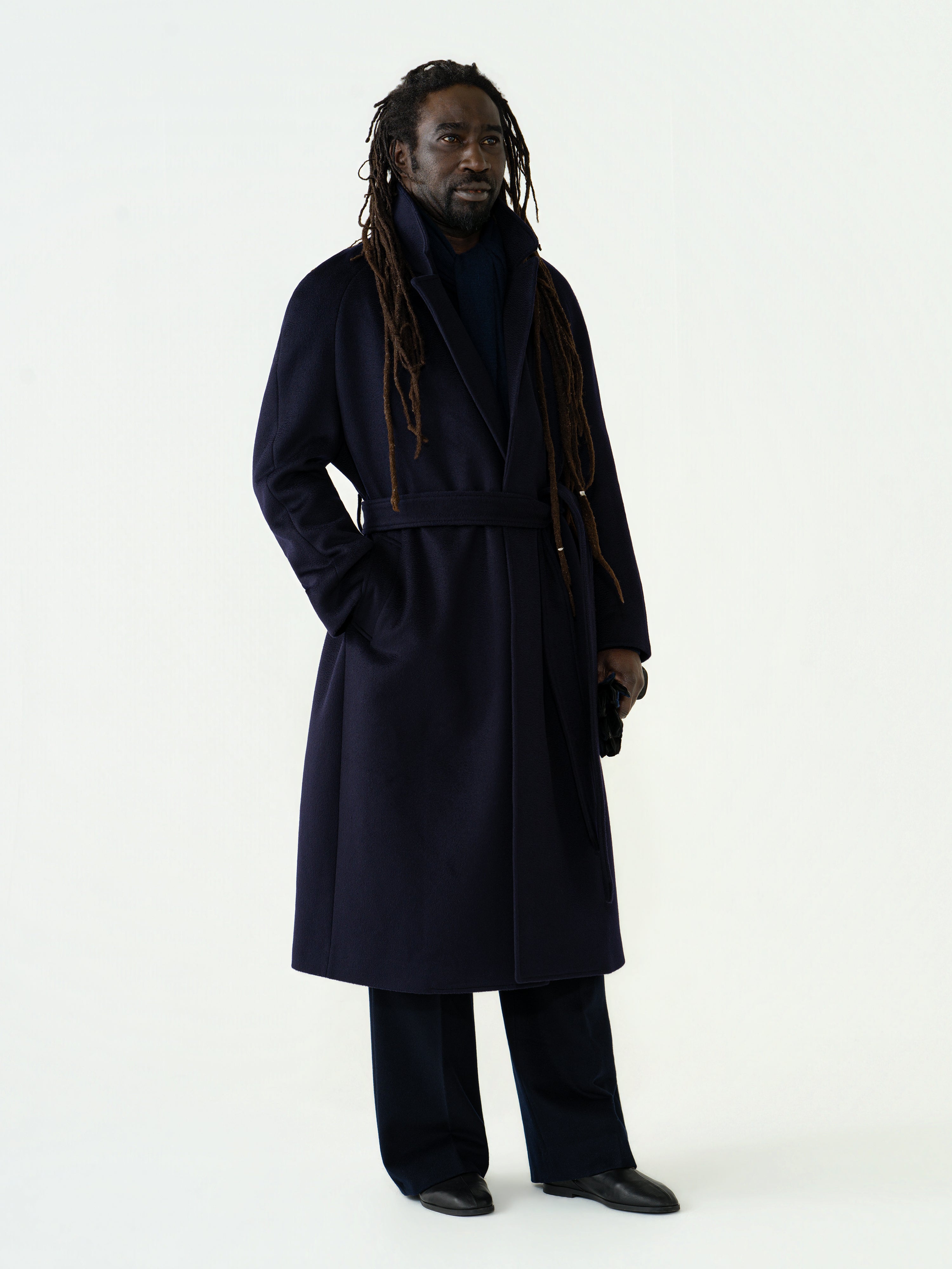 Midnight Blue Wool Cashmere Raglan Coat (DB)