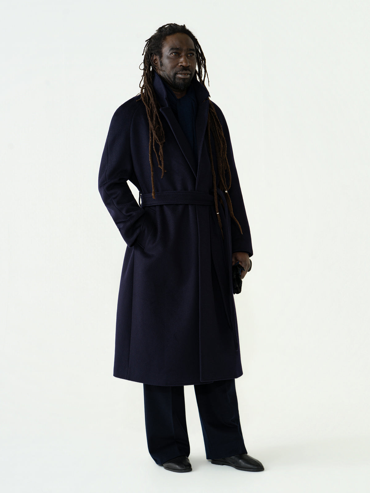 Midnight Blue Wool Cashmere Raglan Coat (DB)