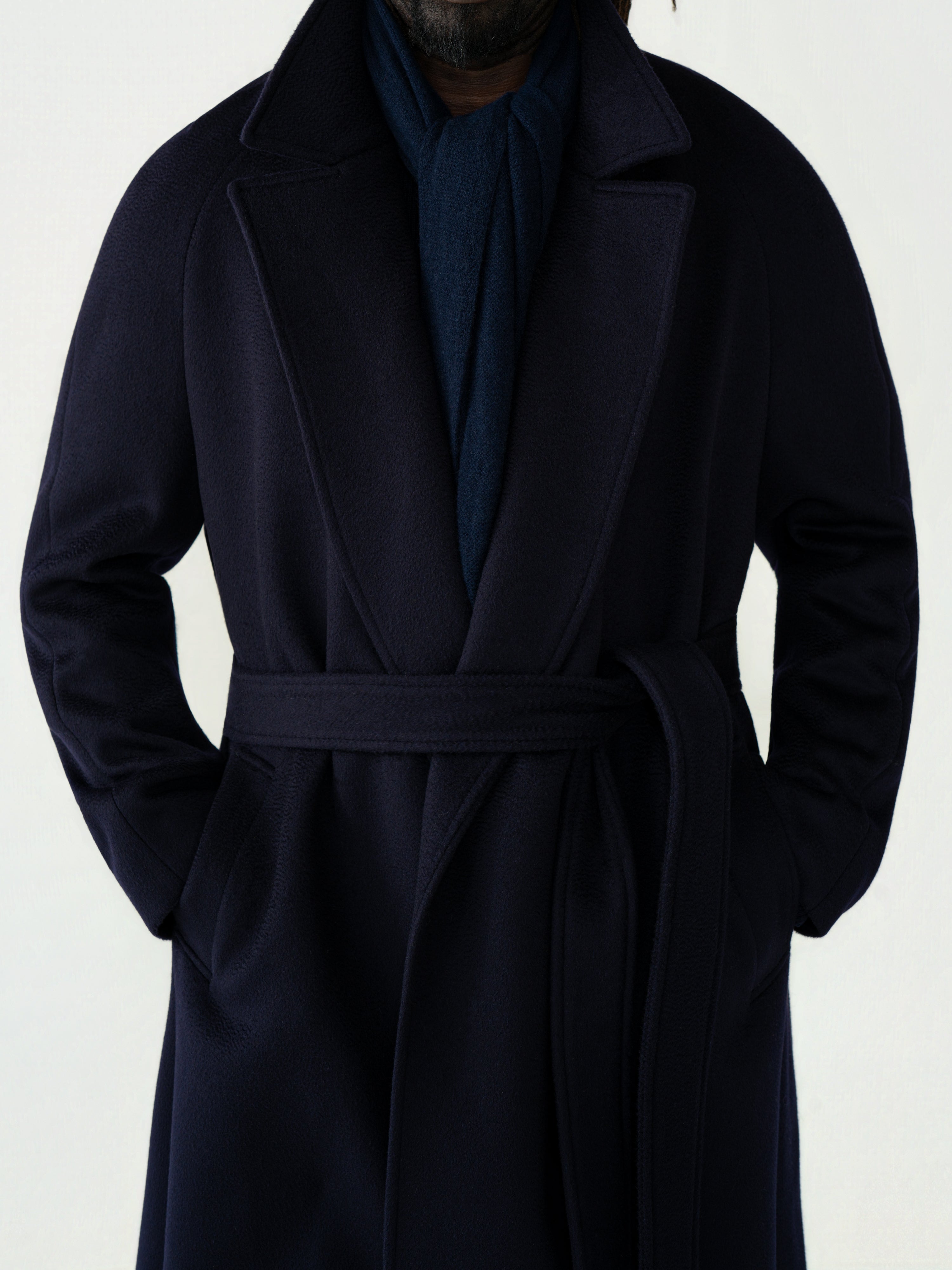 Midnight Blue Wool Cashmere Raglan Coat (DB)