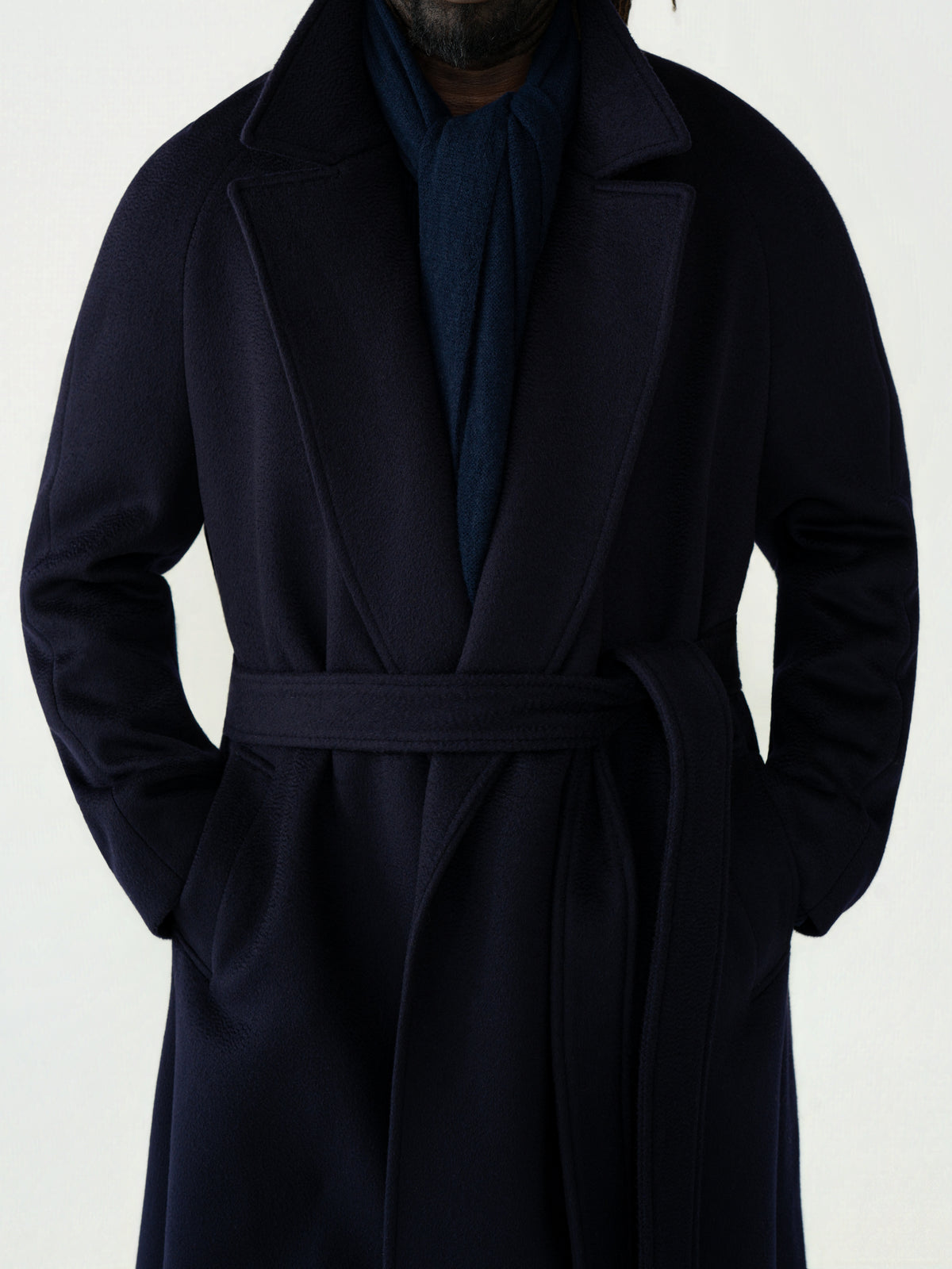Midnight Blue Wool Cashmere Raglan Coat (DB)