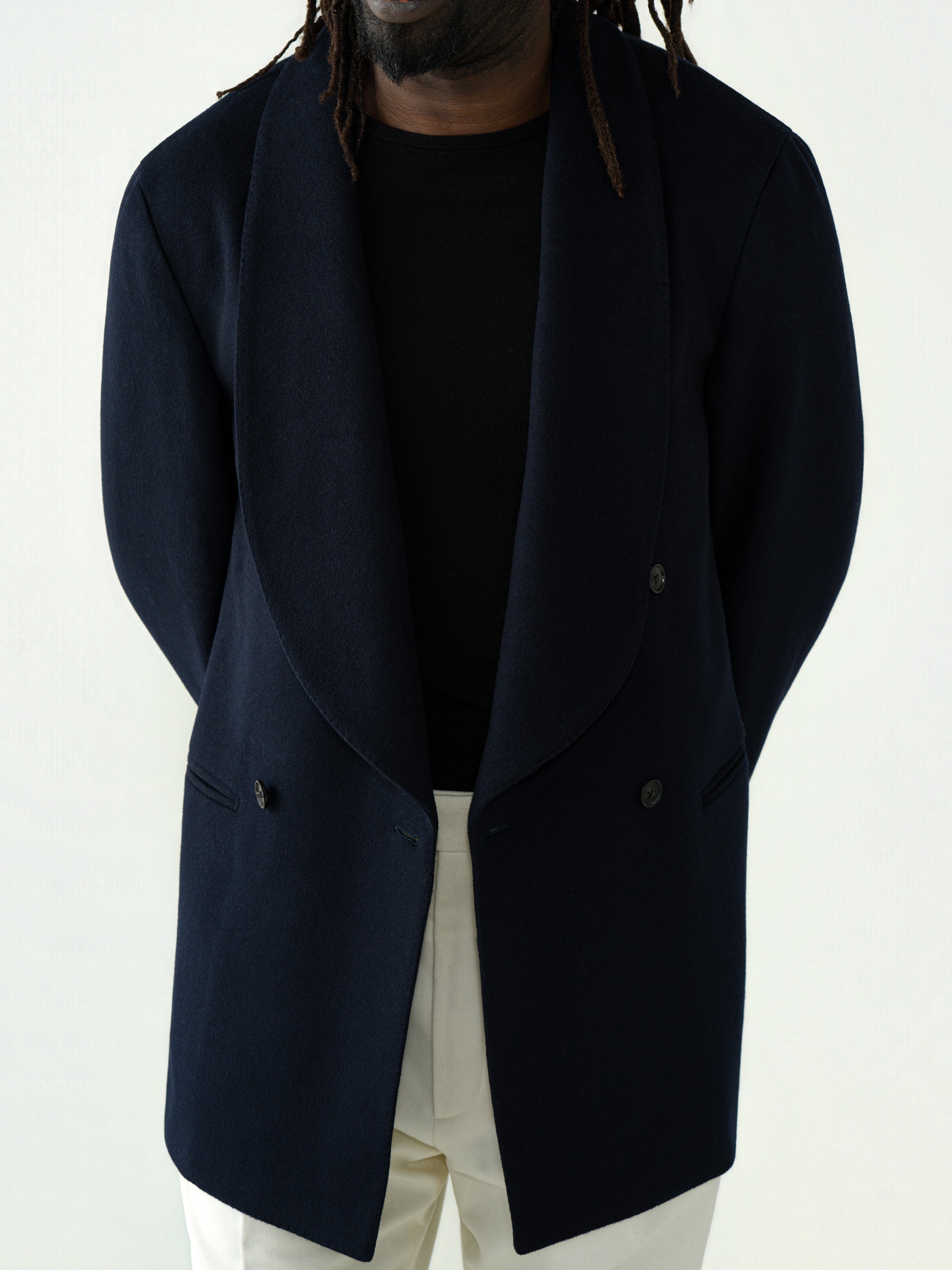 Navy Wool Cashmere Jacket (Casual Fit)