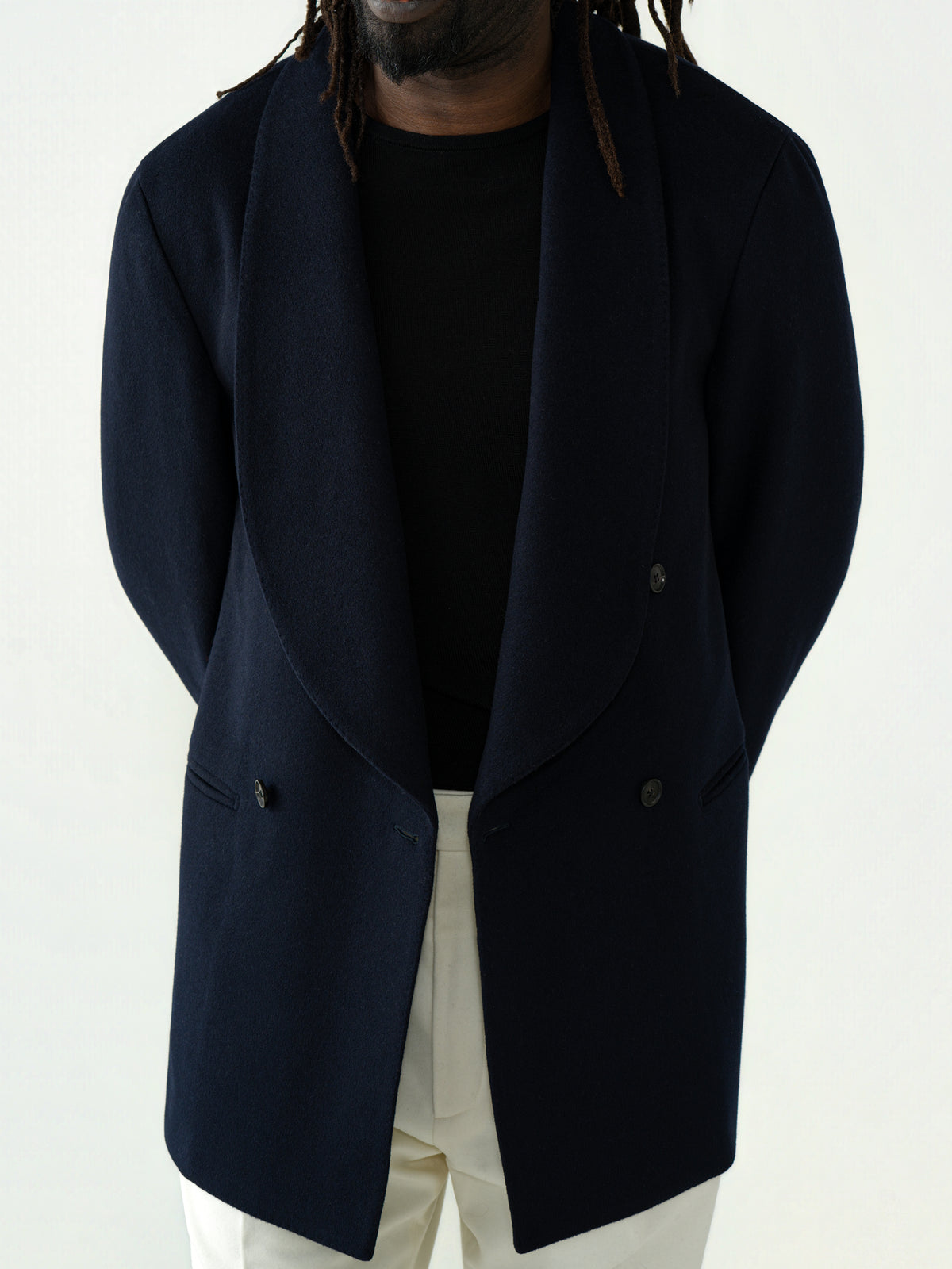 Navy Wool Cashmere Jacket (Casual Fit)