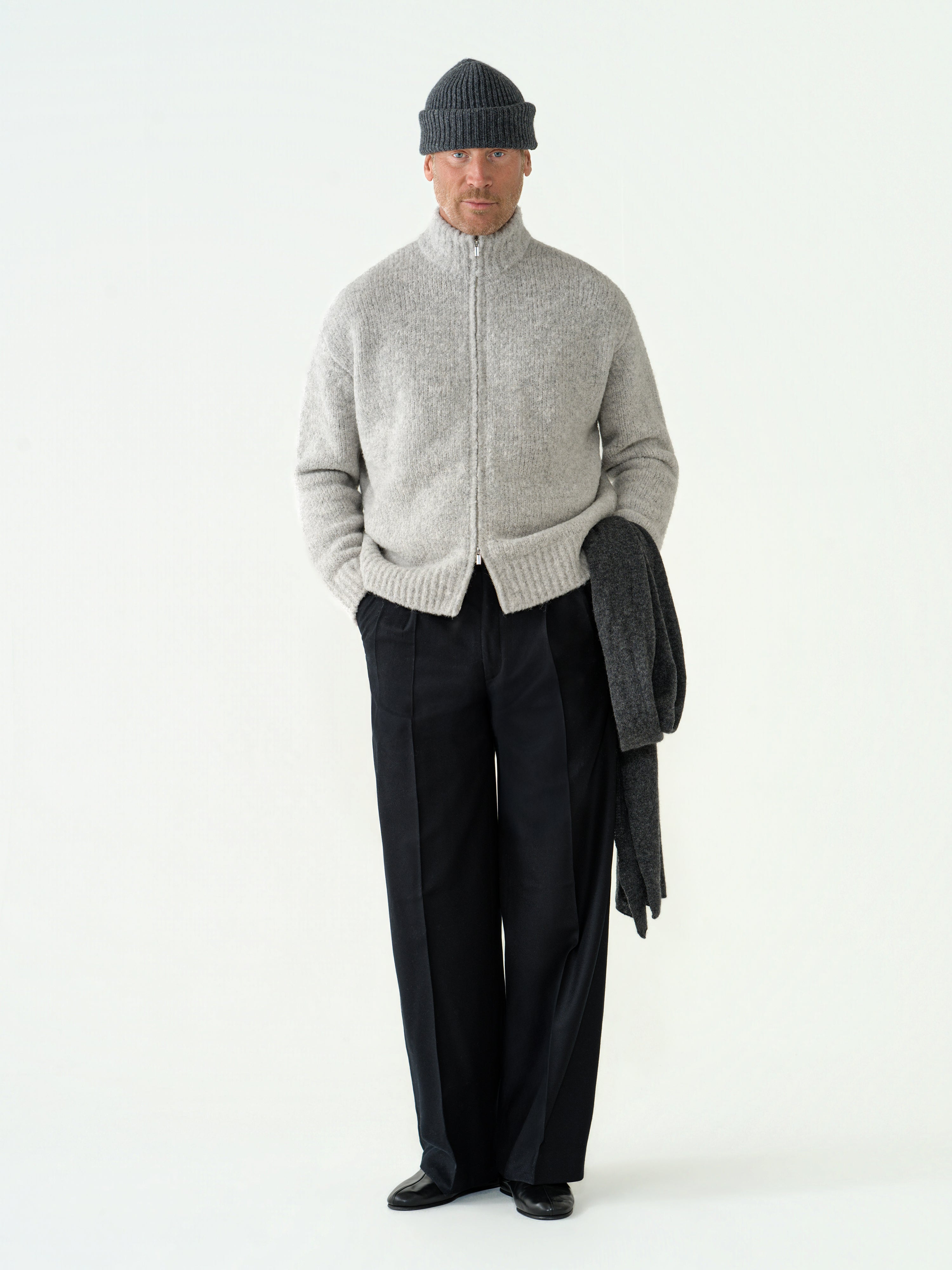 Icy Grey Bouclé Full Zip