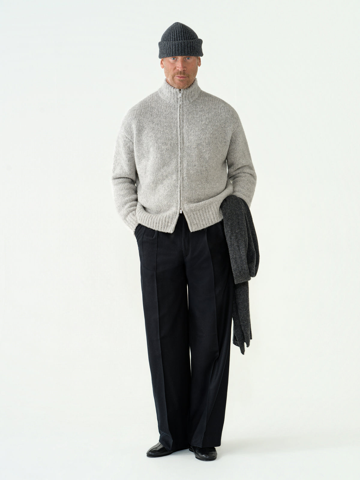 Icy Grey Bouclé Full Zip