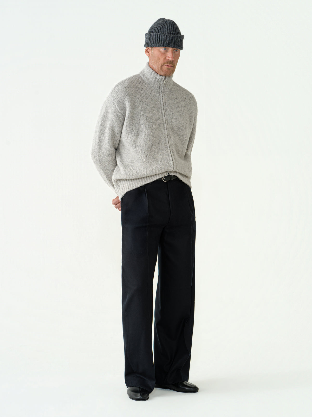 Icy Grey Bouclé Full Zip