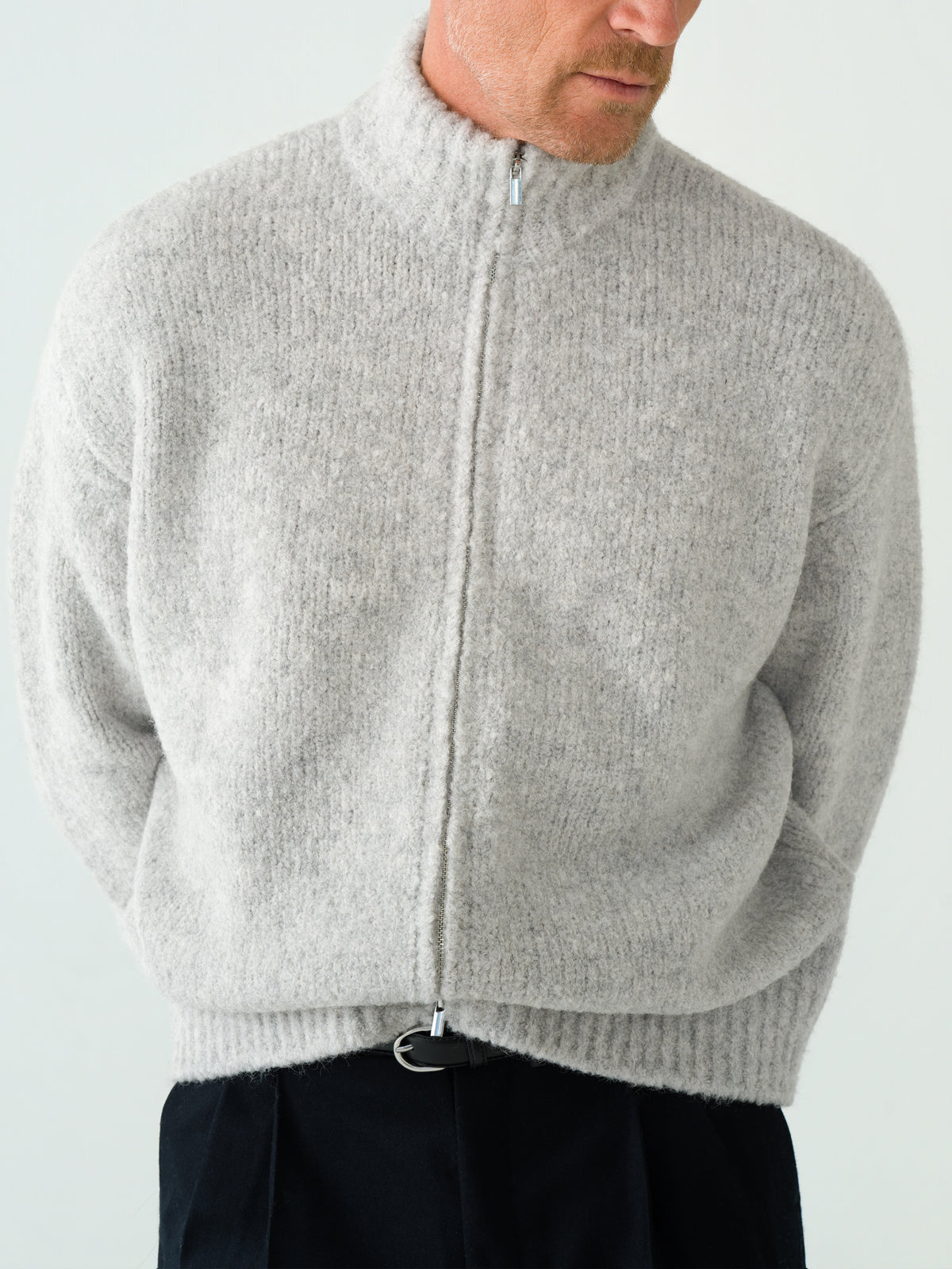 Icy Grey Bouclé Full Zip