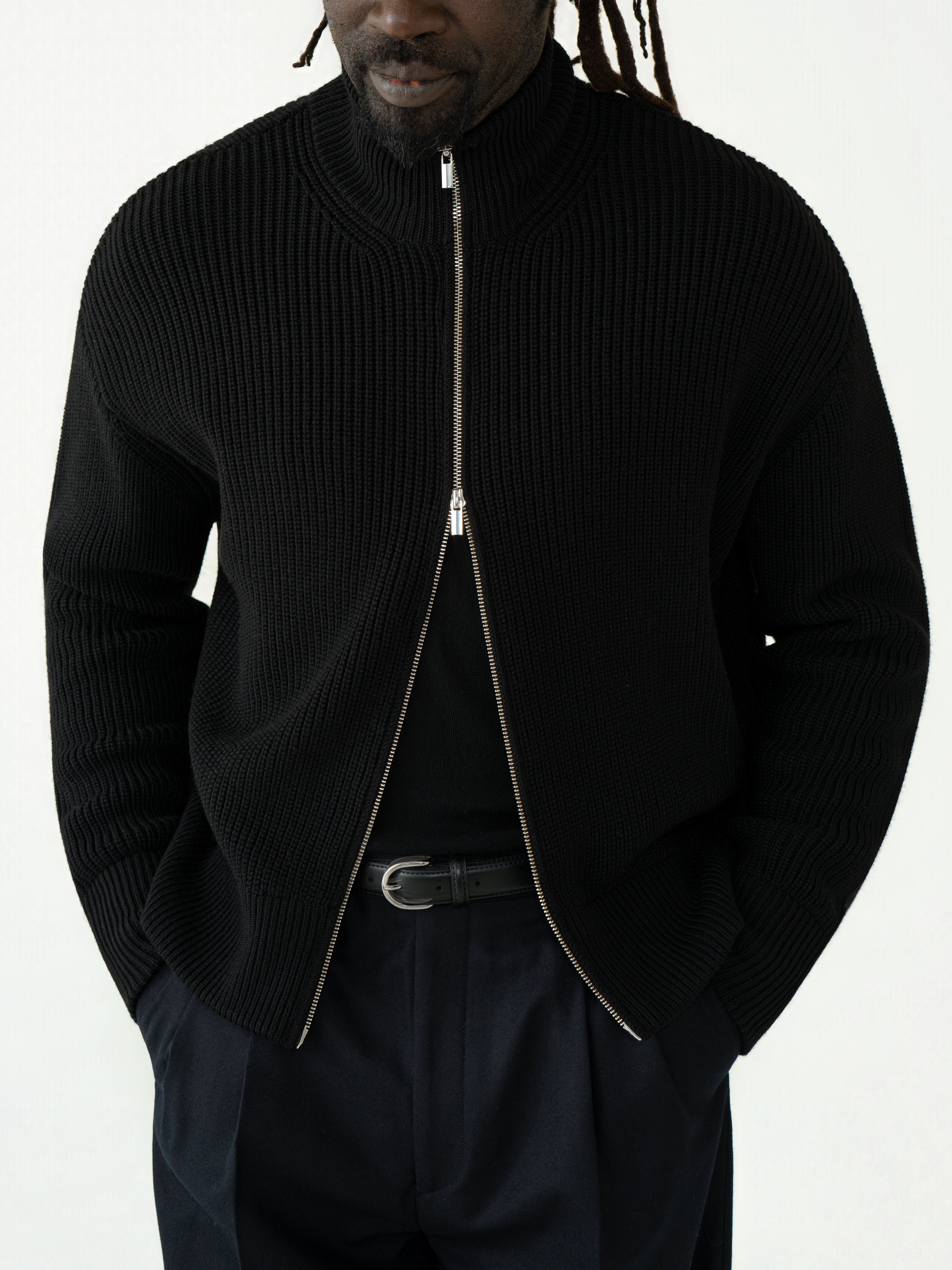 Black Wool Full Zip