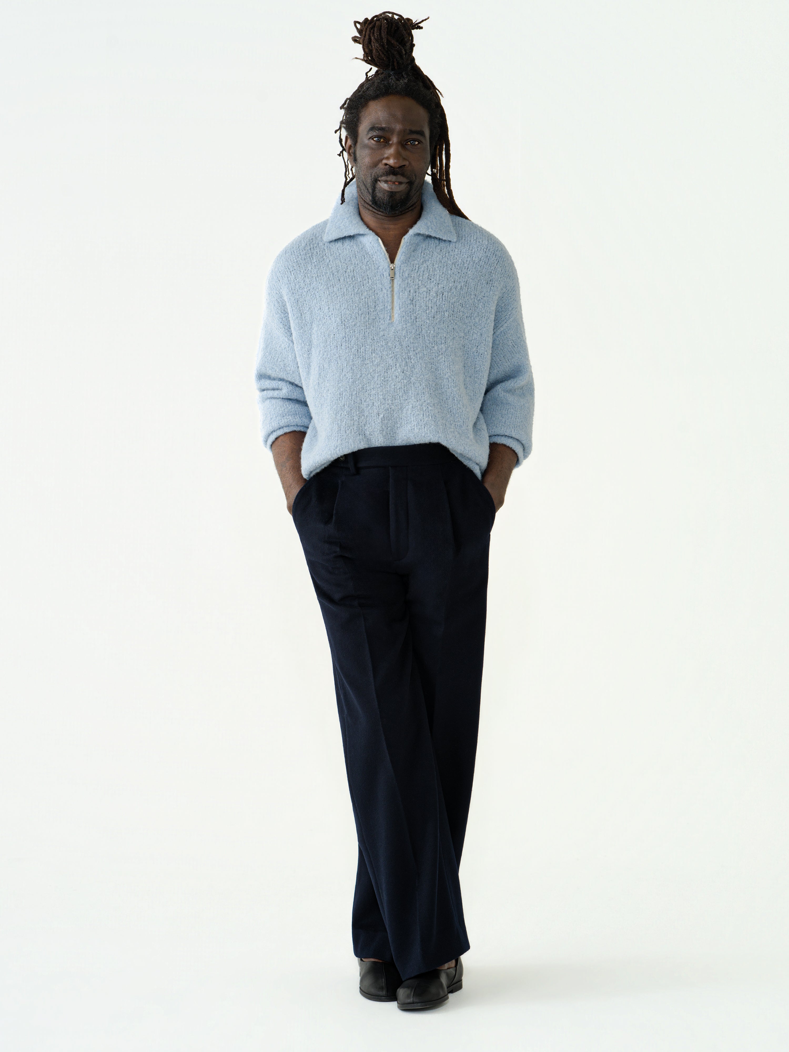 Icy Blue Bouclé Half Zip