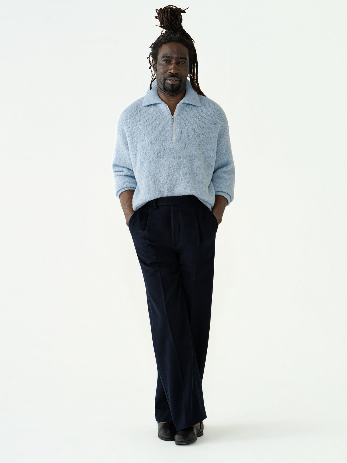 Icy Blue Bouclé Half Zip