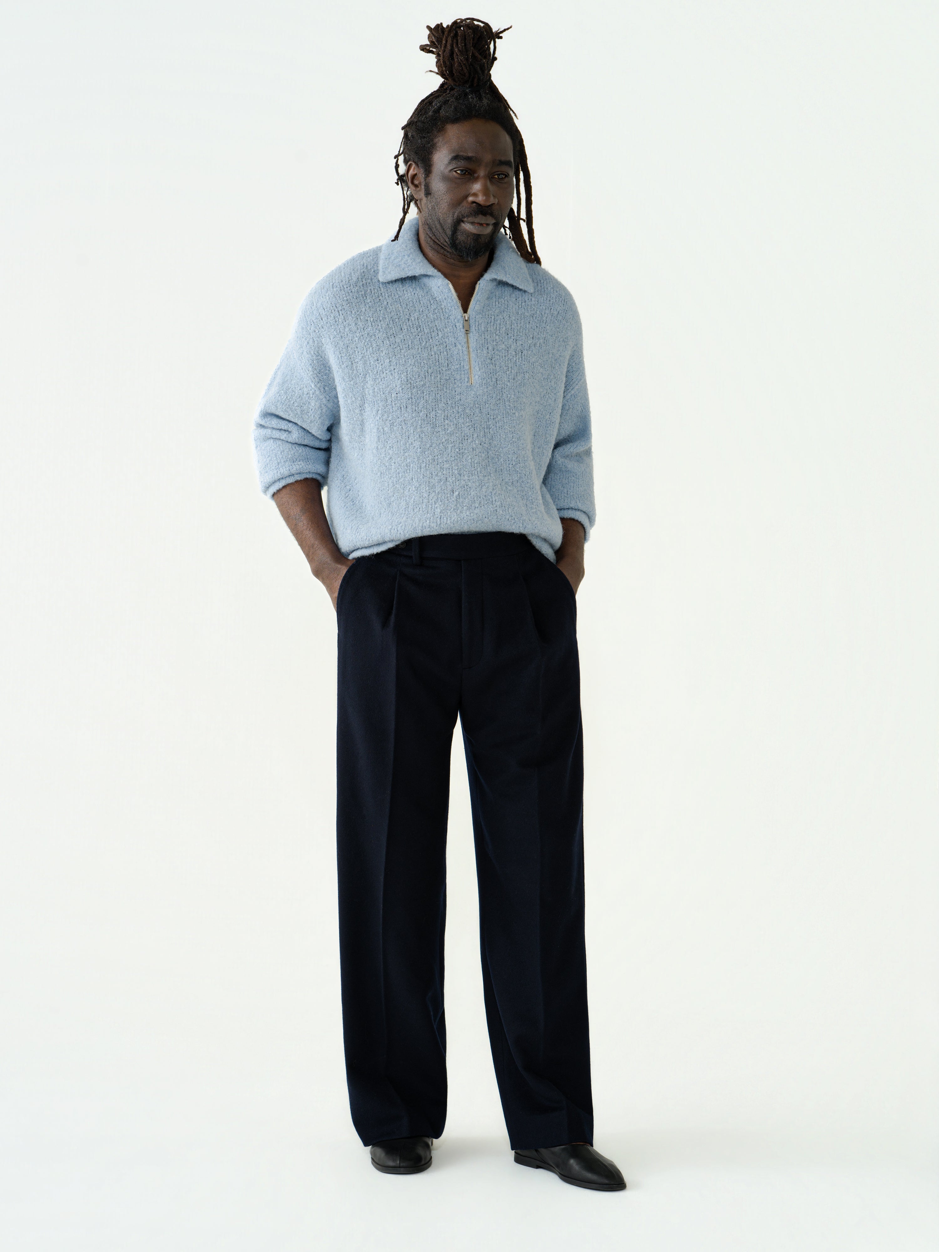 Icy Blue Bouclé Half Zip