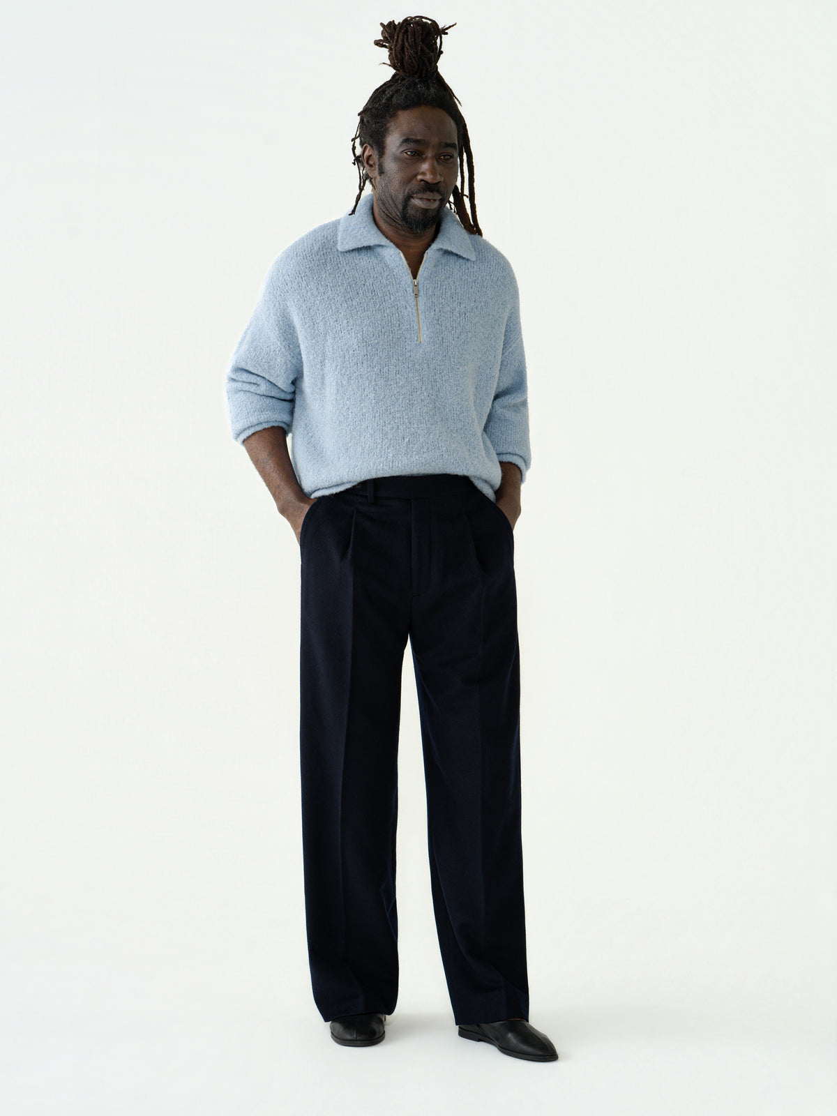 Icy Blue Bouclé Half Zip