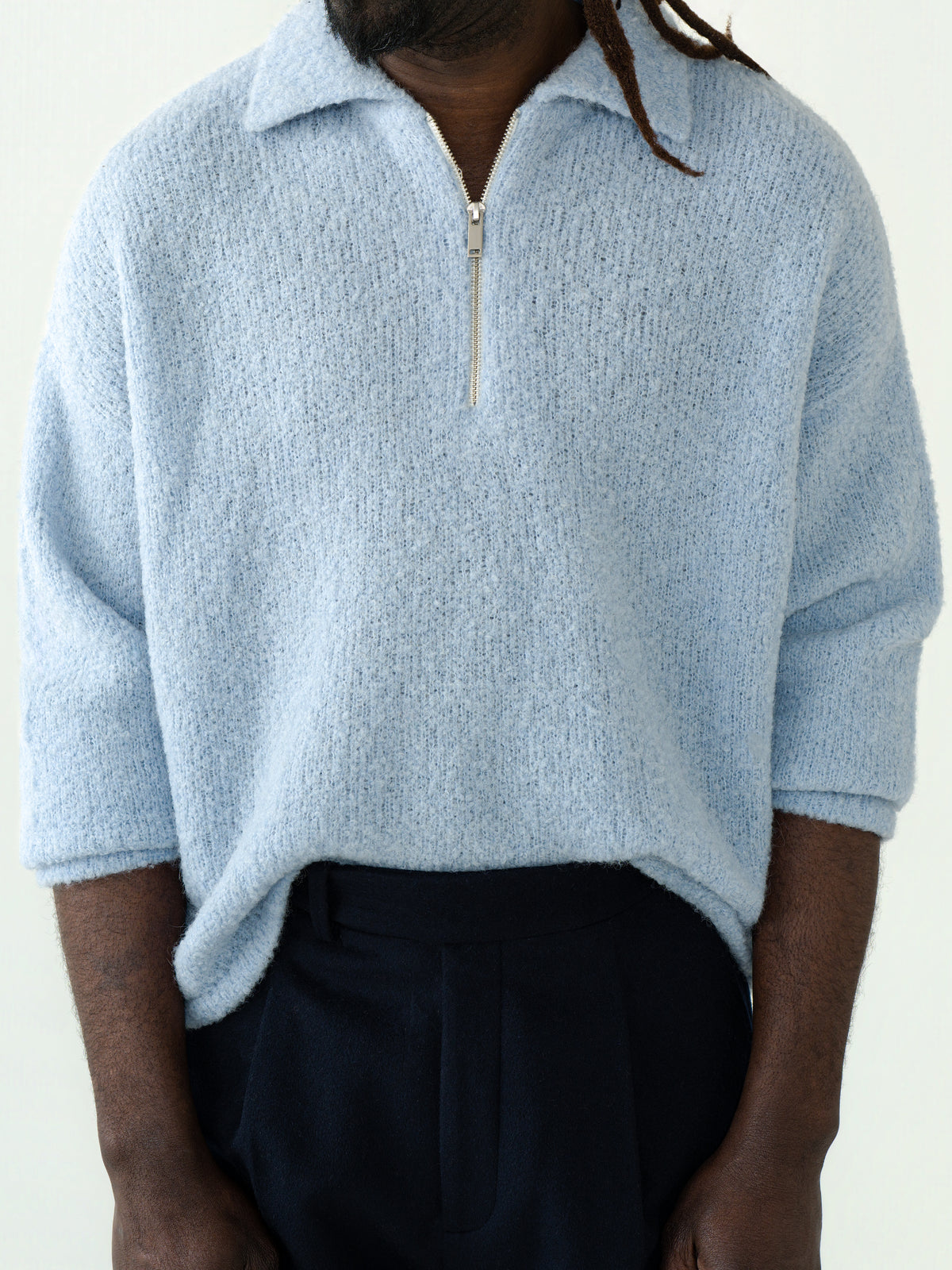 Icy Blue Bouclé Half Zip