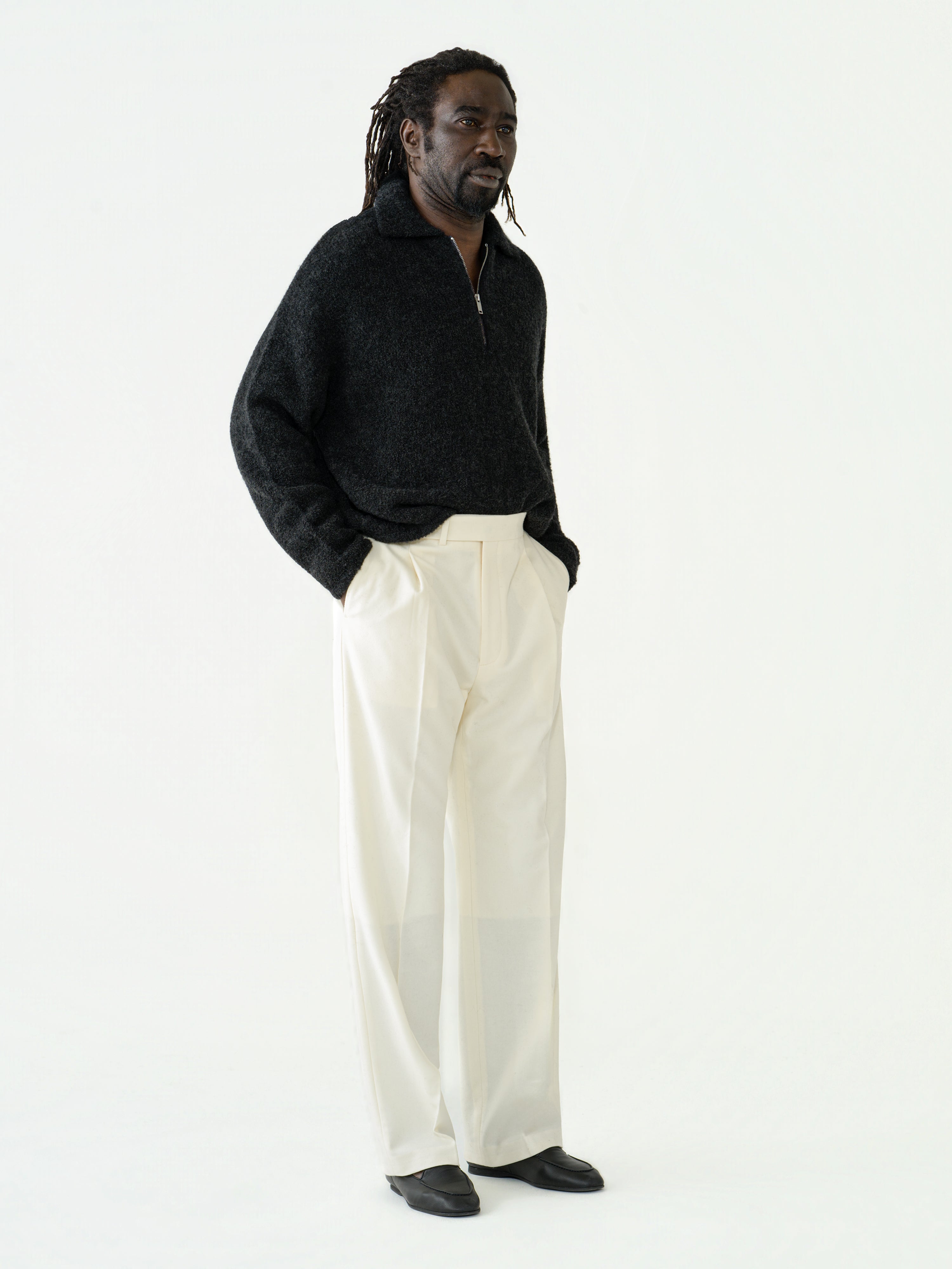 Charcoal Bouclé Half Zip