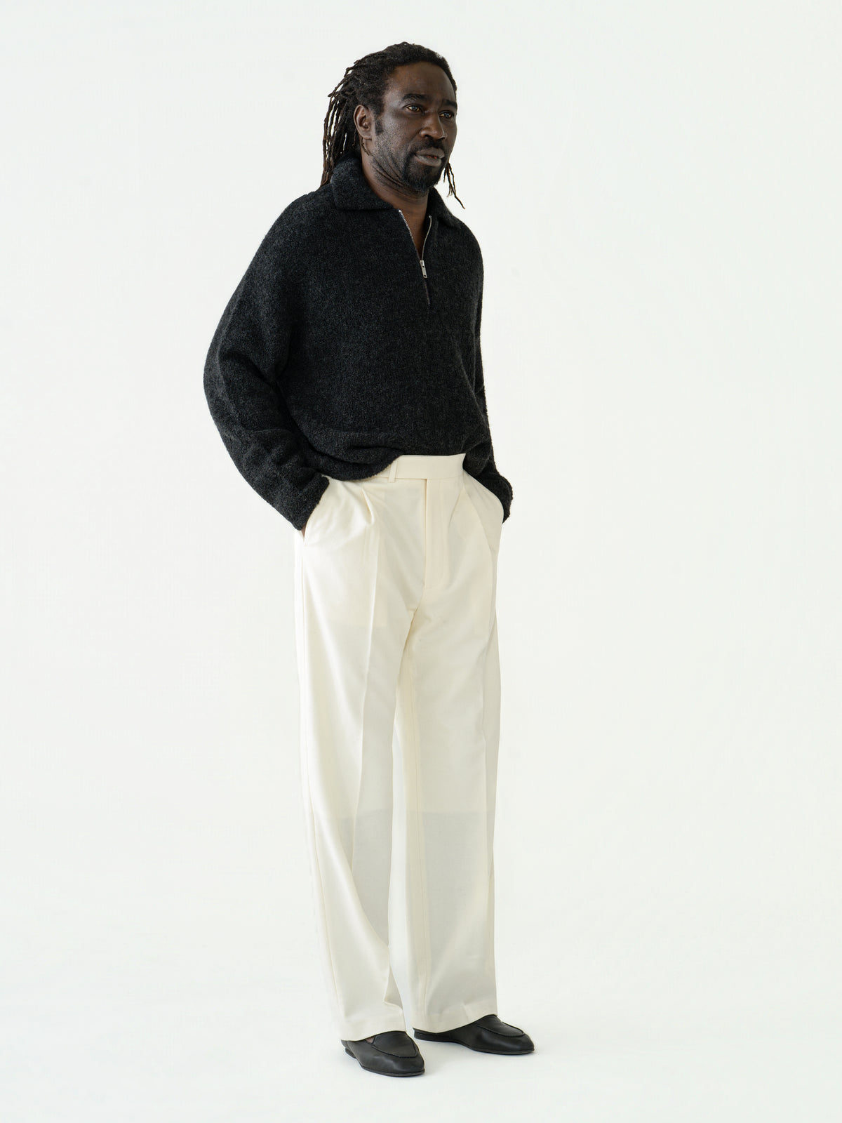 Charcoal Bouclé Half Zip