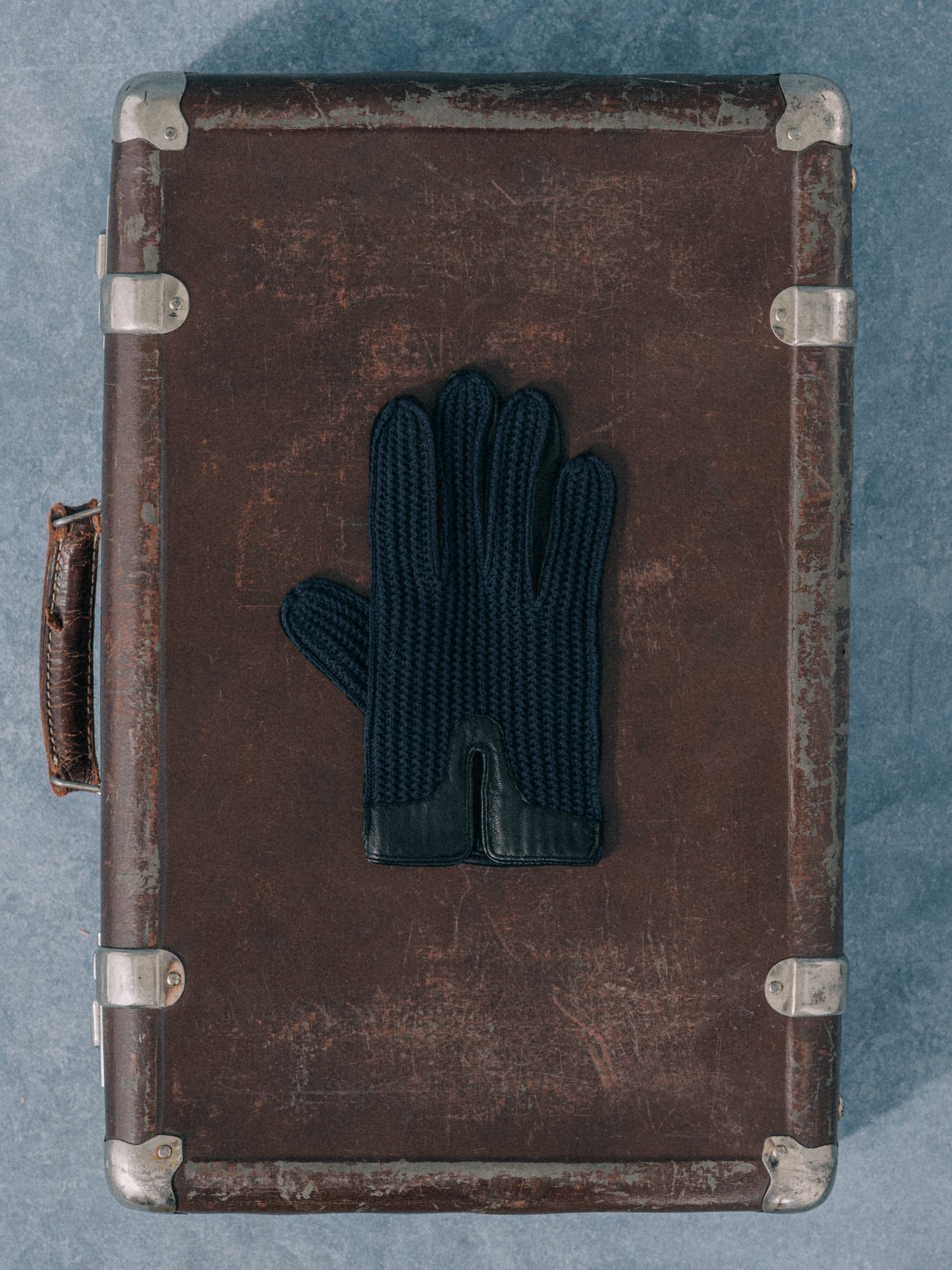 Navy Leather Gloves