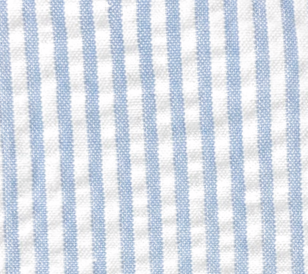 Light Blue White Striped Seersucker Cotton - Grand Le Mar