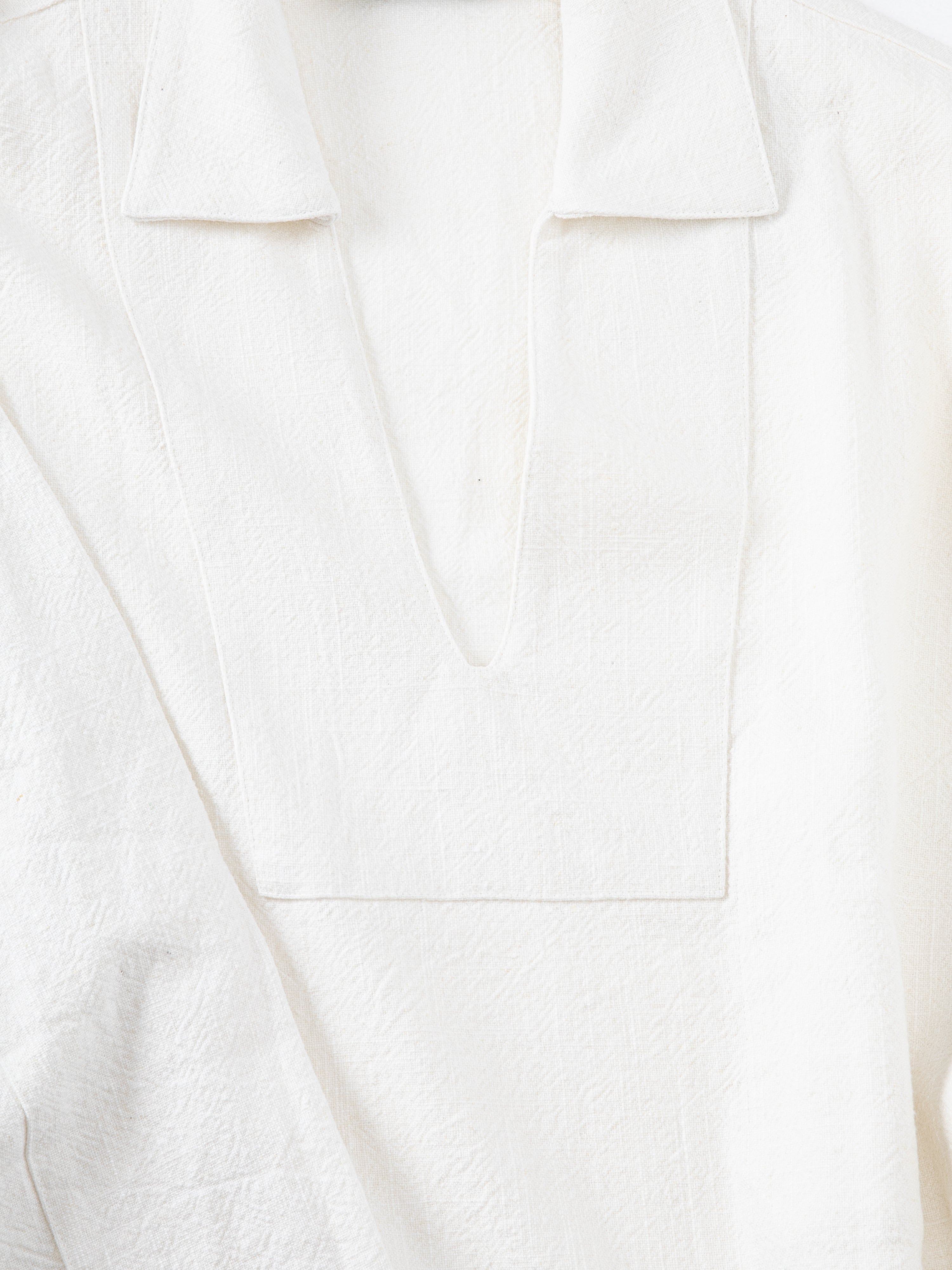 Ivory Stonewashed Linen Mock Jersey