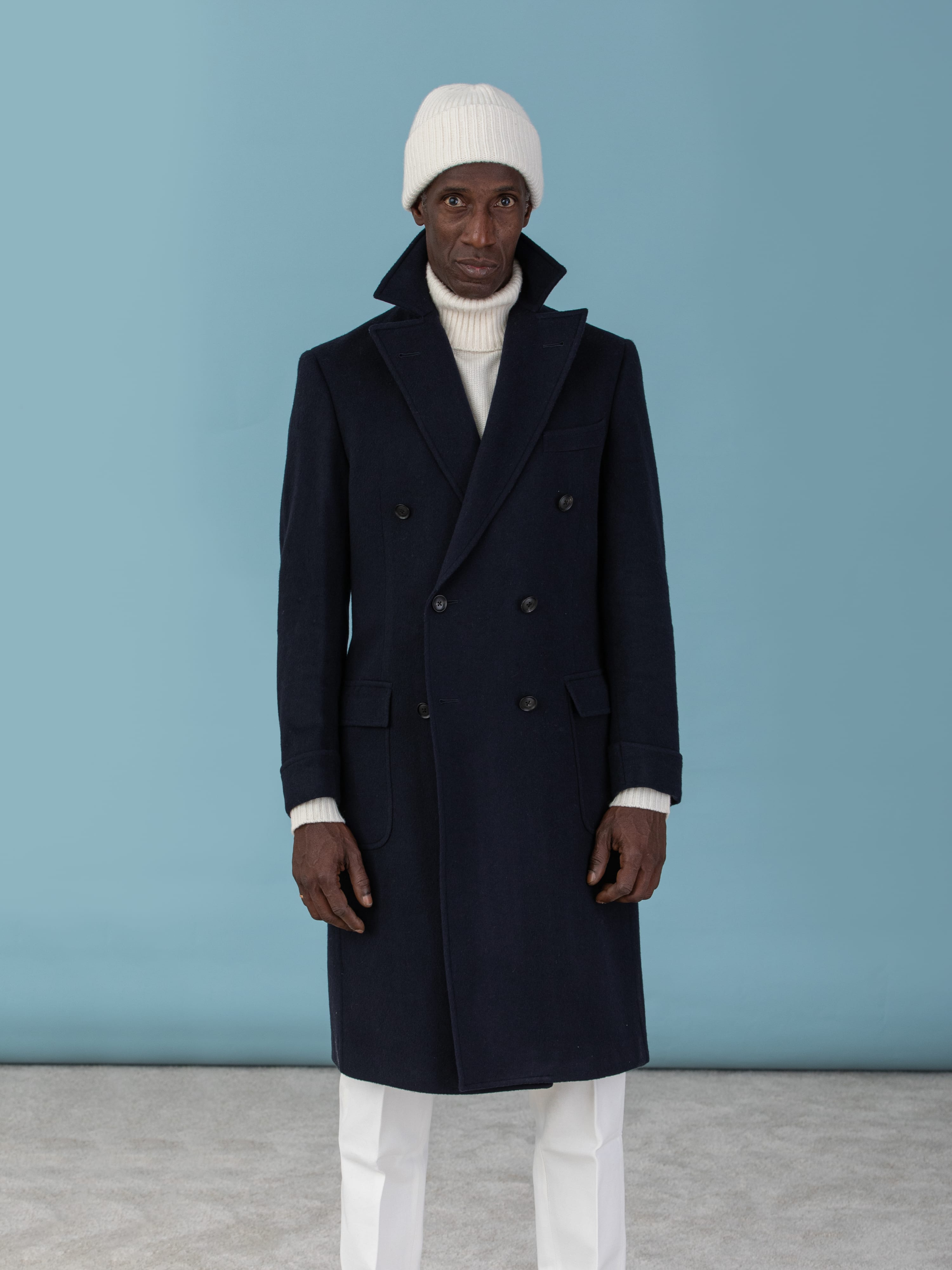 Navy full length coat online