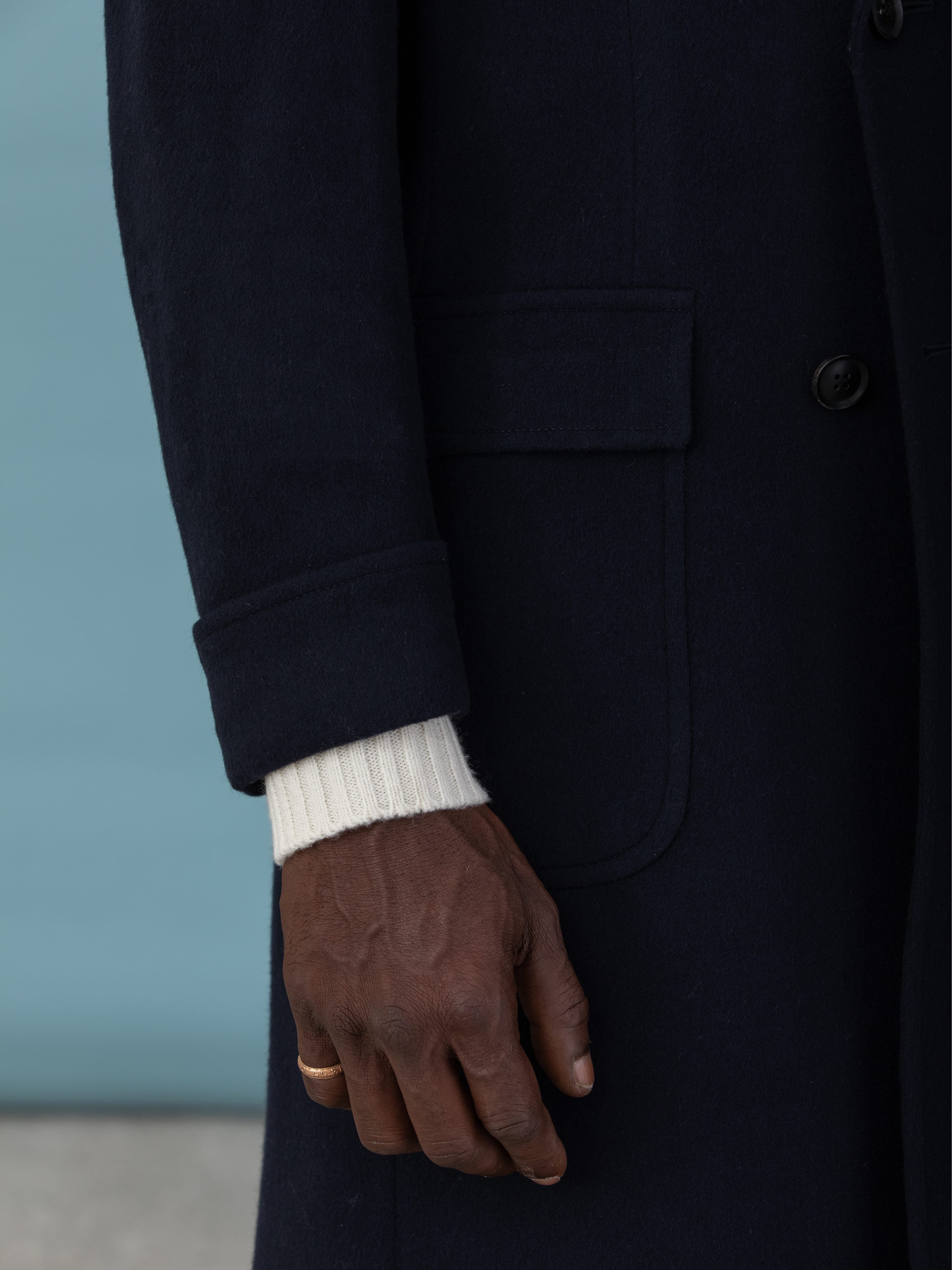 Navy Cashmere Coat - Grand Le Mar