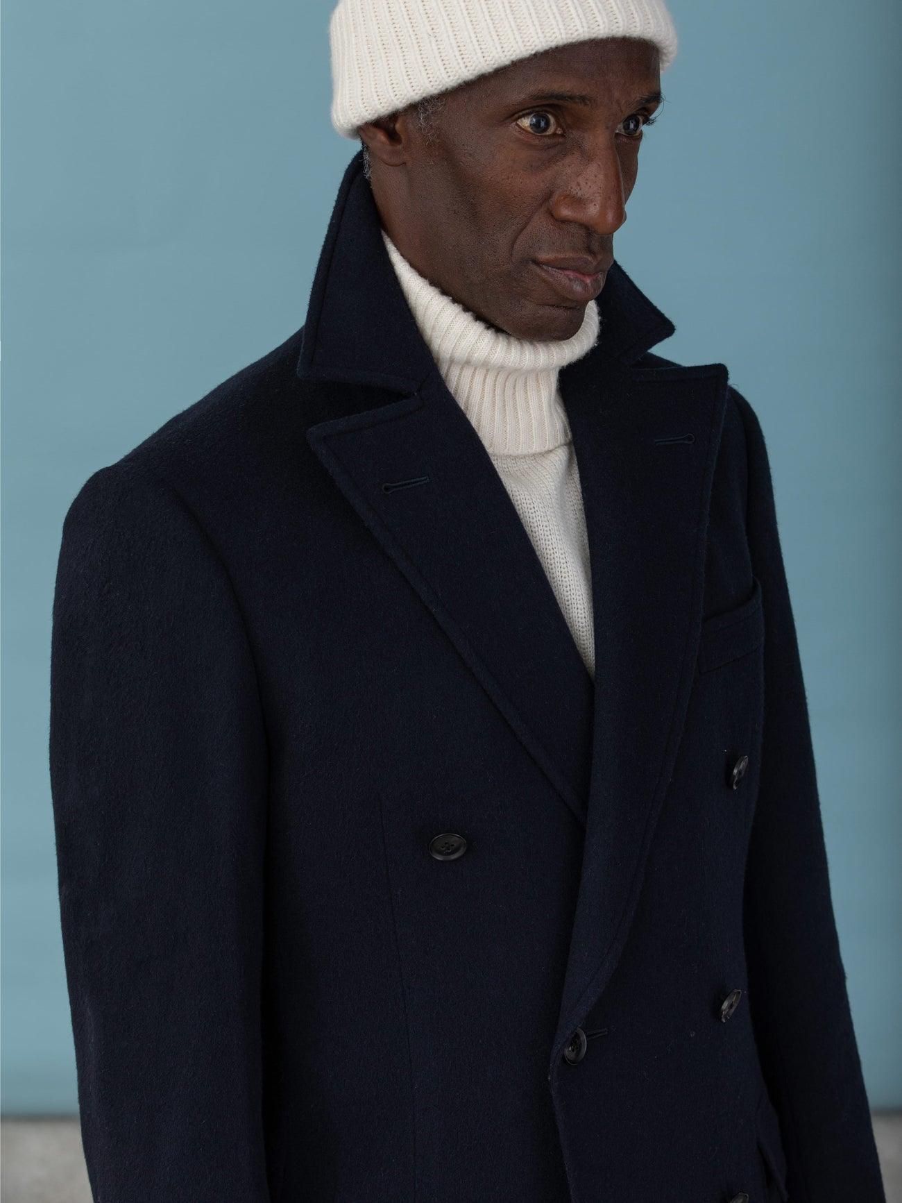 Navy Cashmere Coat - Grand Le Mar