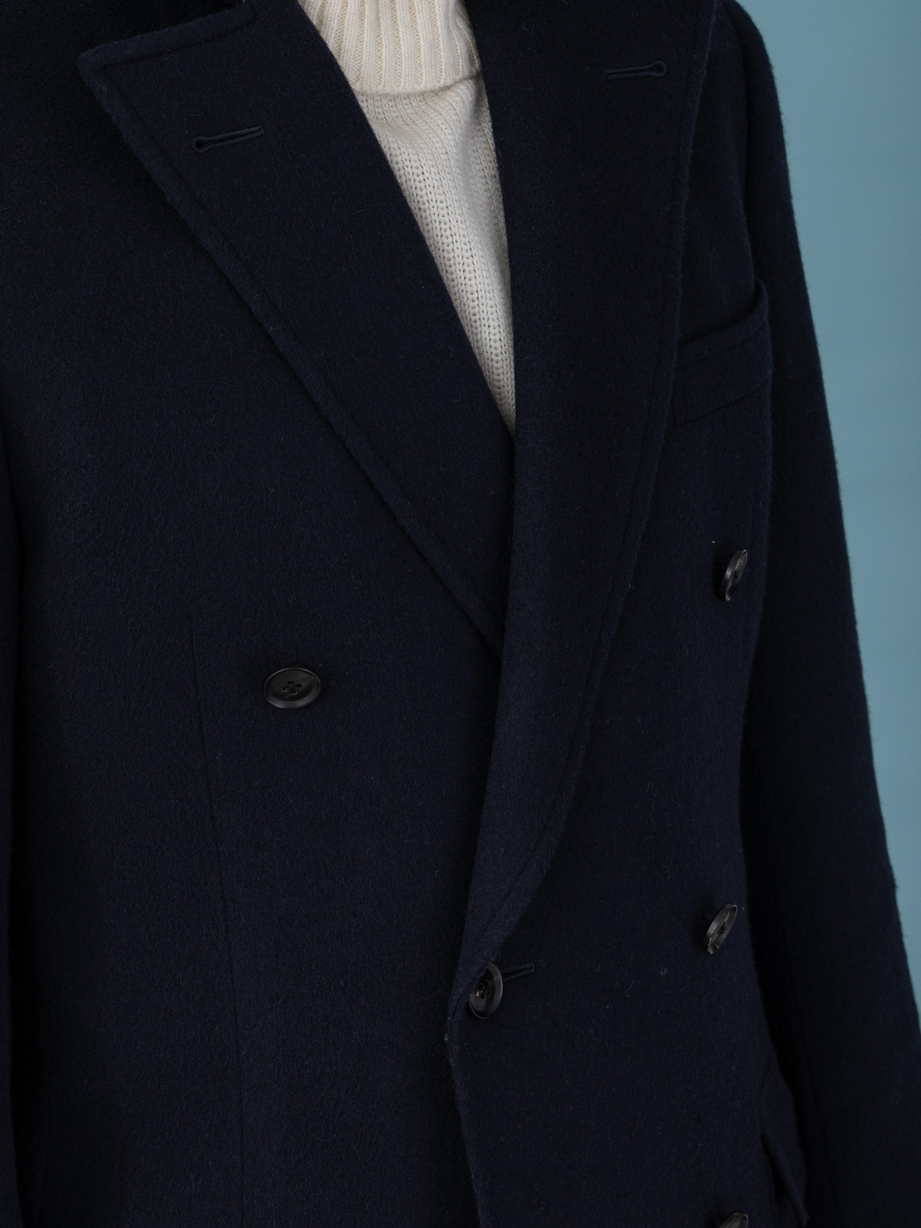 Navy Cashmere Coat - Grand Le Mar