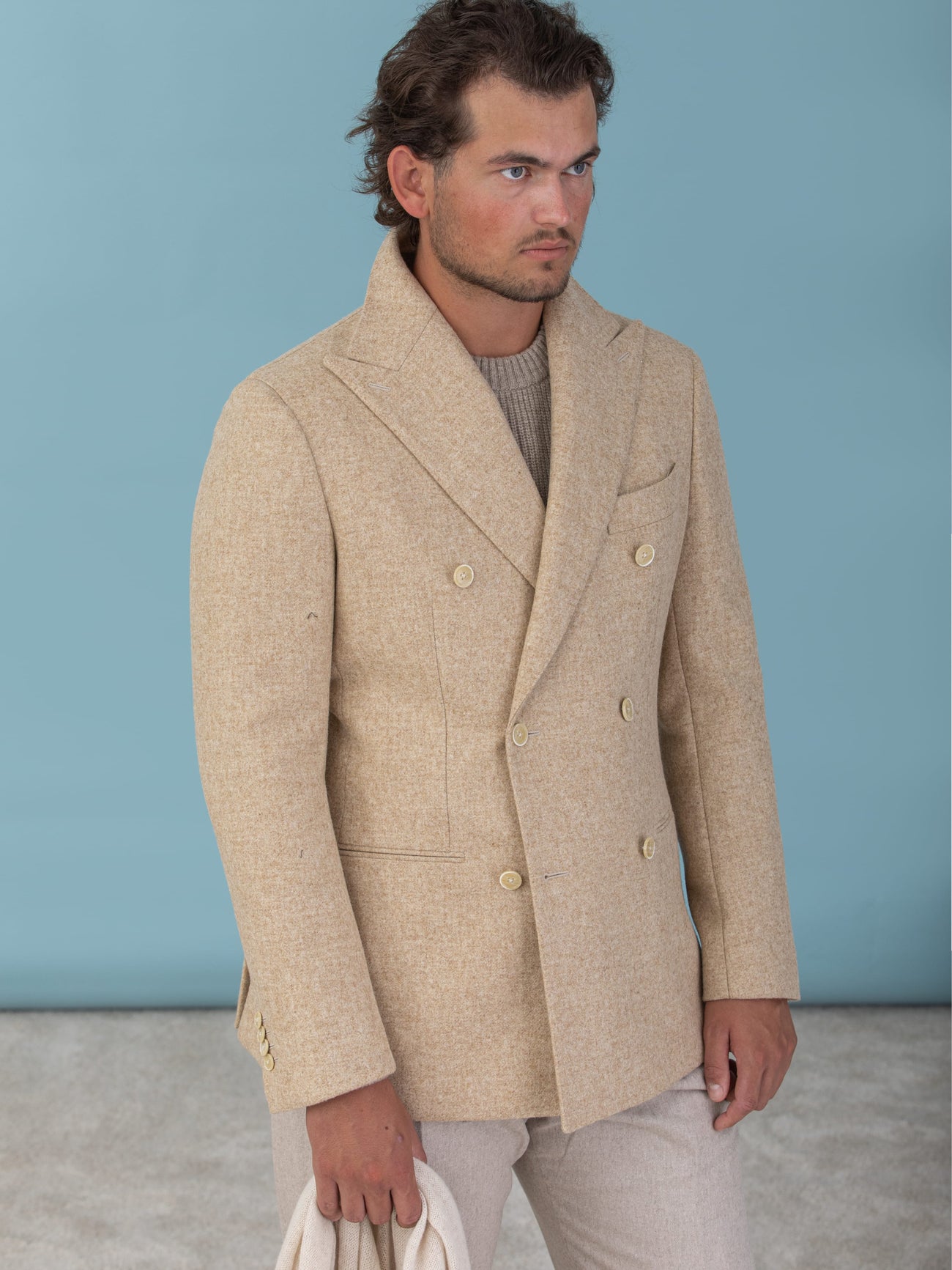 Beige Lambswool Jacket - Grand Le Mar